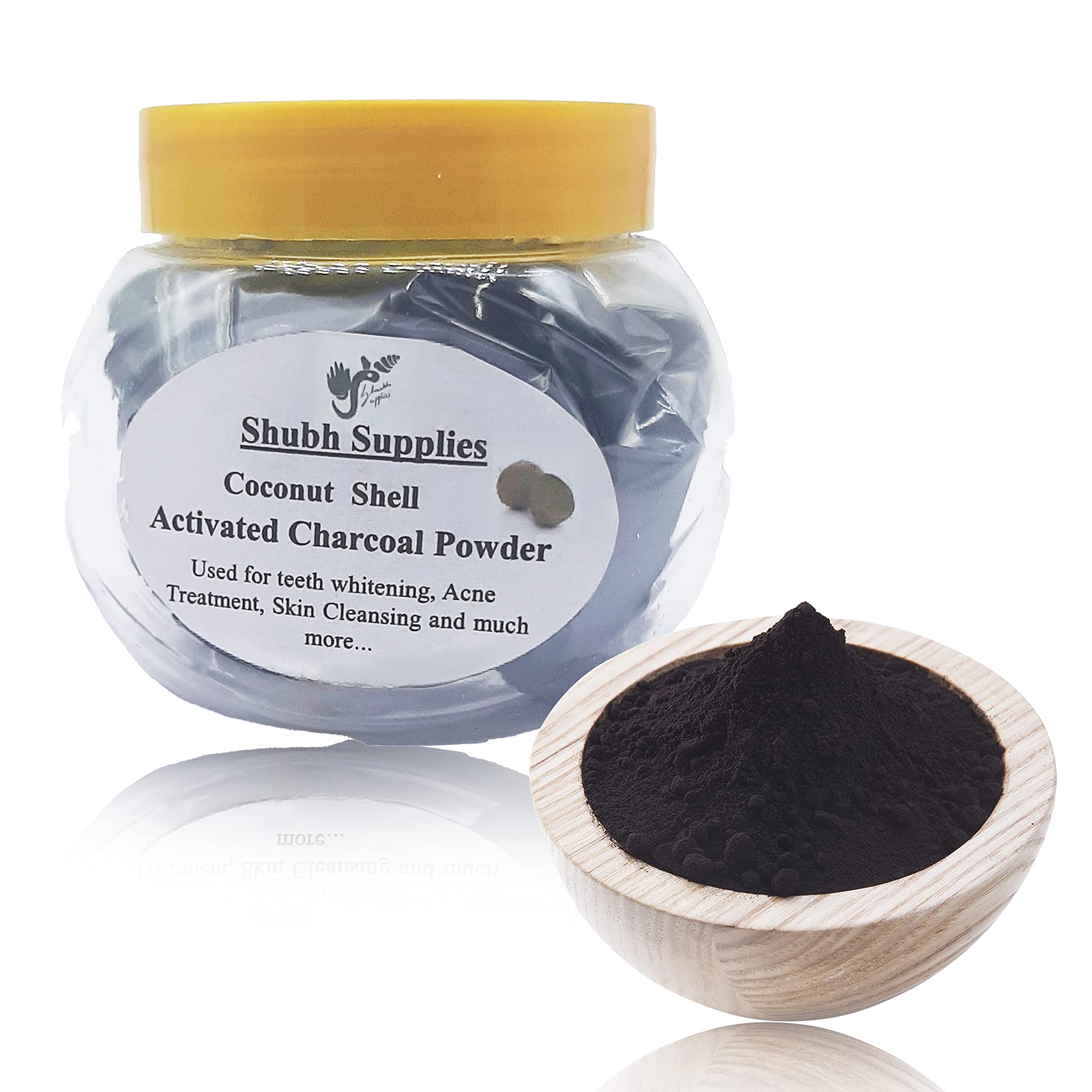 Shubh Supplies 100% Natural Activated Coconut Charcoal Powder - Skin Detox, Teeth Whitening & Blackhead Remover (150g) | Perfect for Acne-Prone & Oily Skin Care Routine