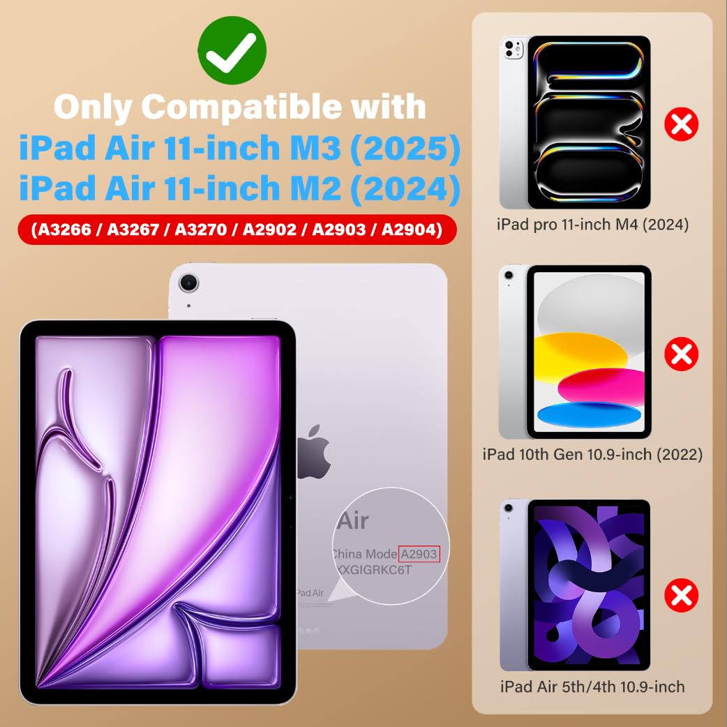**Colorful Heavy Duty Protective Case for iPad Air 11-inch (M2 & M3) - Kids & Girls with Stylus Holder, Butterfly Stand & Carrying Strap | Perfect for School, Travel & Play**