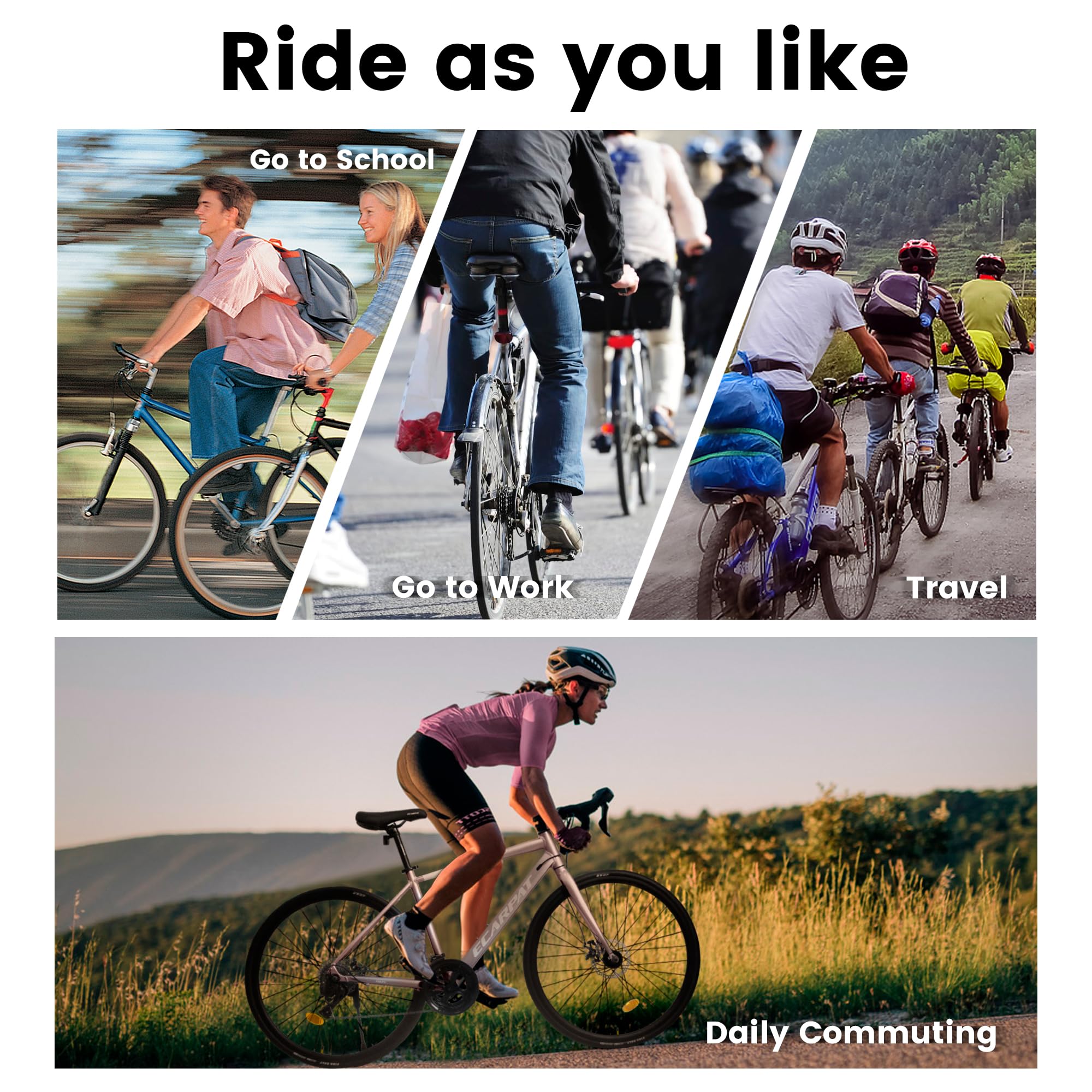 **700C Hybrid Road Bike for Men & Women - 16/21/24 Speed Aluminum/Steel Frame Commuter Bike - Perfect for City Riding, School & Work - Great Christmas & New Year Gift**    *(Use Case: Ideal for daily commuting, weekend rides, fitness training, and urban adventures.)*