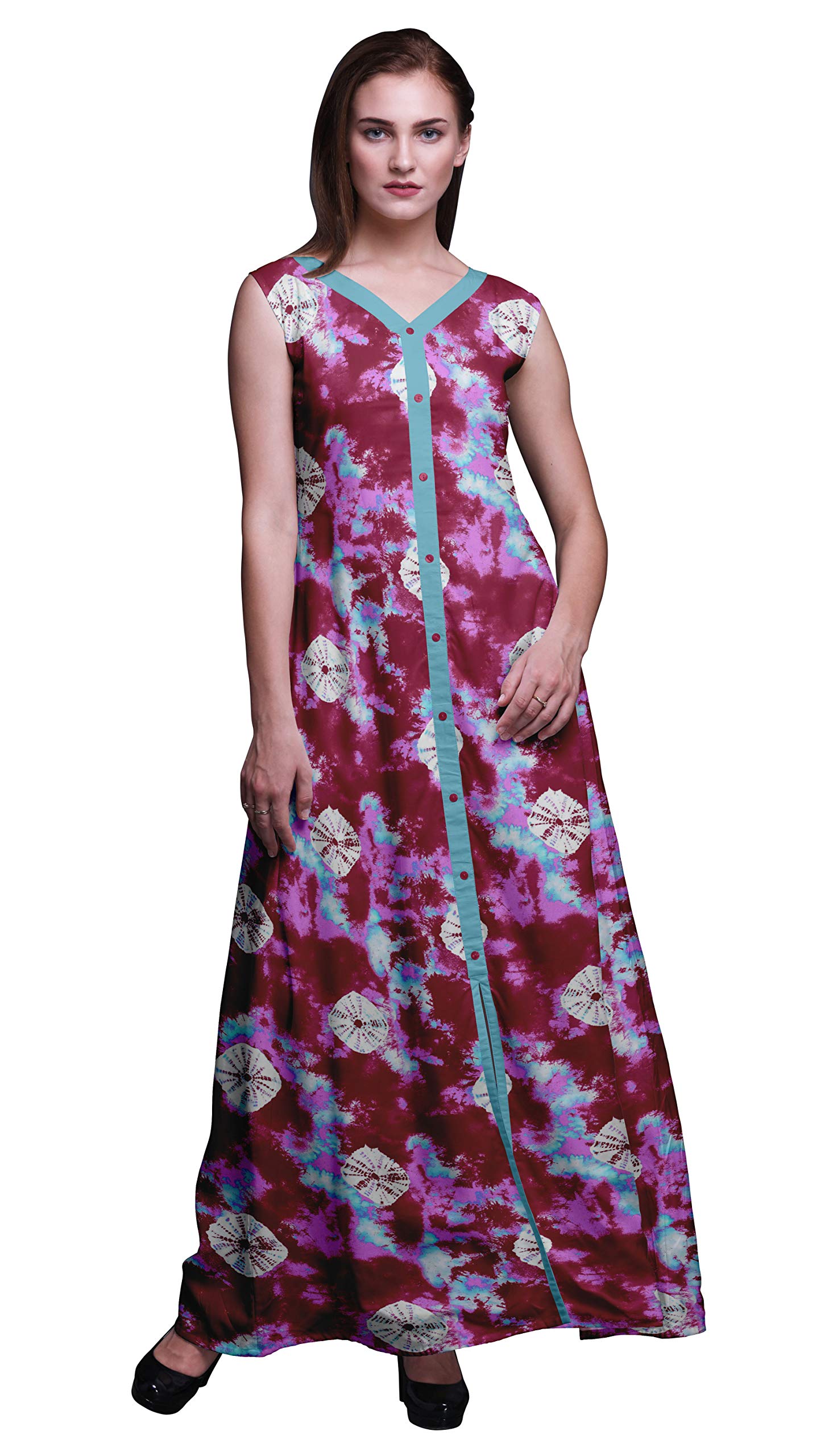 Bimba Women's Sleeveless Front Slit Beach Dress - Flowy Summer & Spring Maxi Dress for Vacations, Pool Parties, and Casual Outings