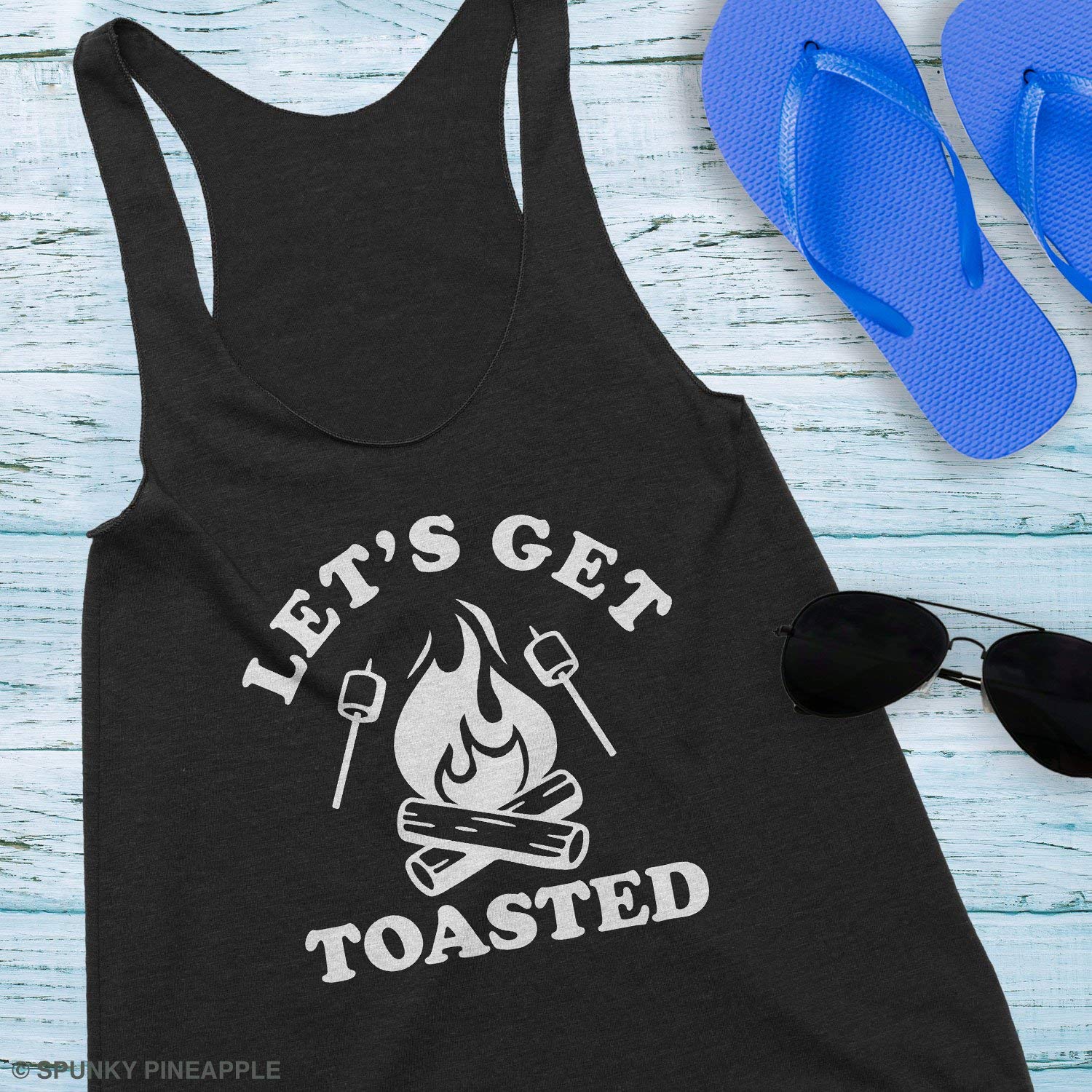 Summer Vacation Roasting Marshmallows Tank Top - Women's Funny Camping Graphic Tee for Beach, Bonfire & Outdoor Adventures