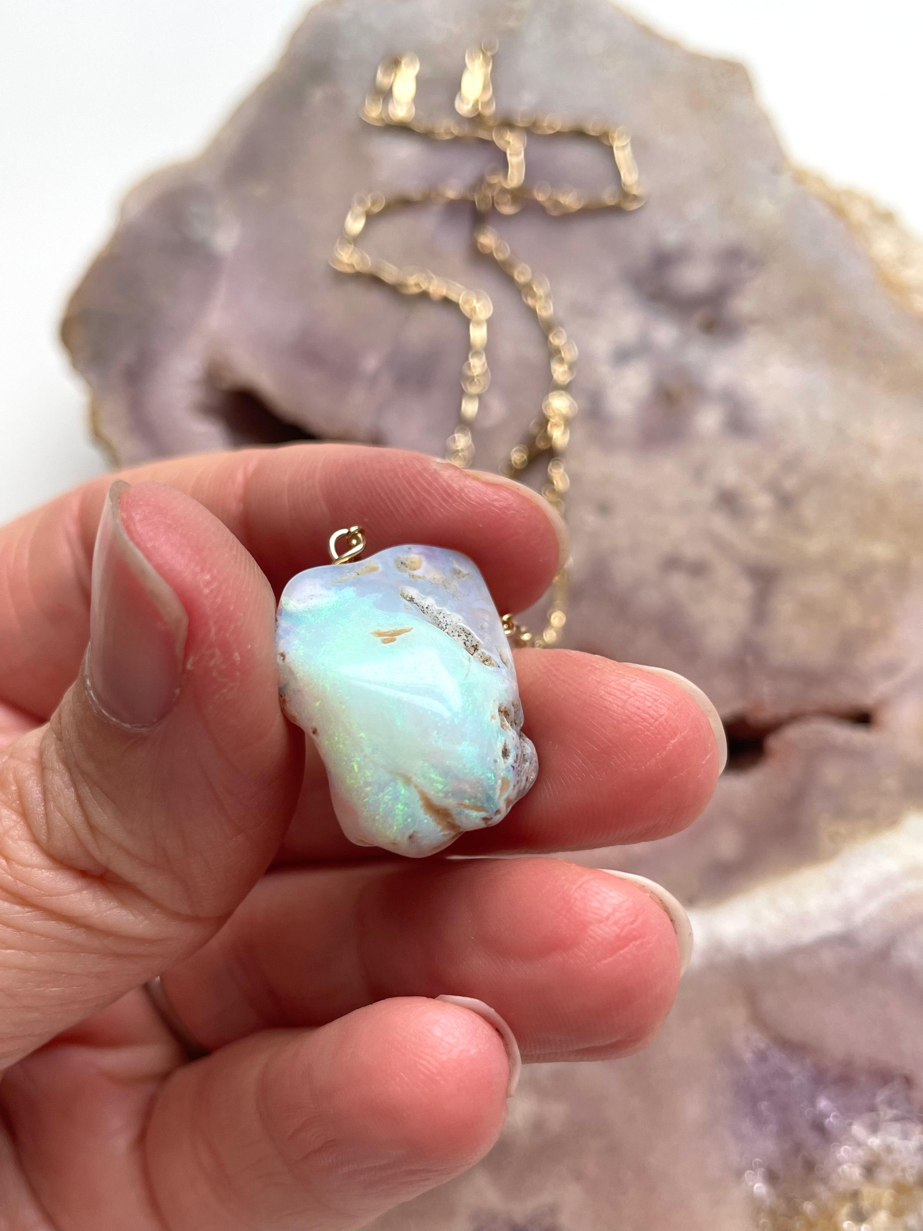 Genuine Australian Opal Necklace – Natural Raw Opal Jewelry for Women – Perfect for Weddings, Parties & Special Occasions