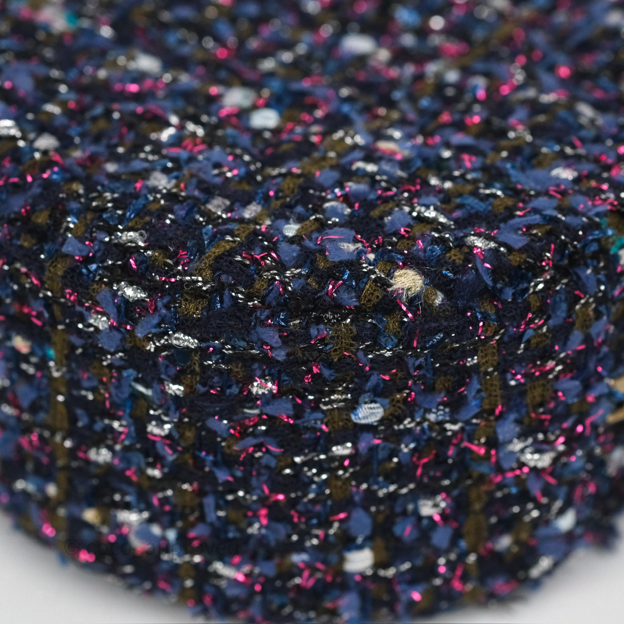 Chanel Navy Purple Tweed Round Clutch Bag with Chain & Aged Gold Hardware - Elegant Evening Clutch for Parties, Weddings & Special Events