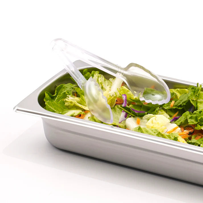 Winco 9-Inch Clear Serving Tongs - 9-Piece Set for Buffet, Salad, BBQ & Kitchen Use - Durable CVST 9C Food Tongs for Restaurants, Catering & Home Cooking