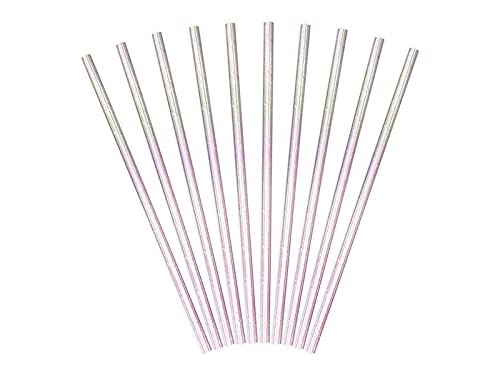 Iridescent White Paper Straws, 7.75
