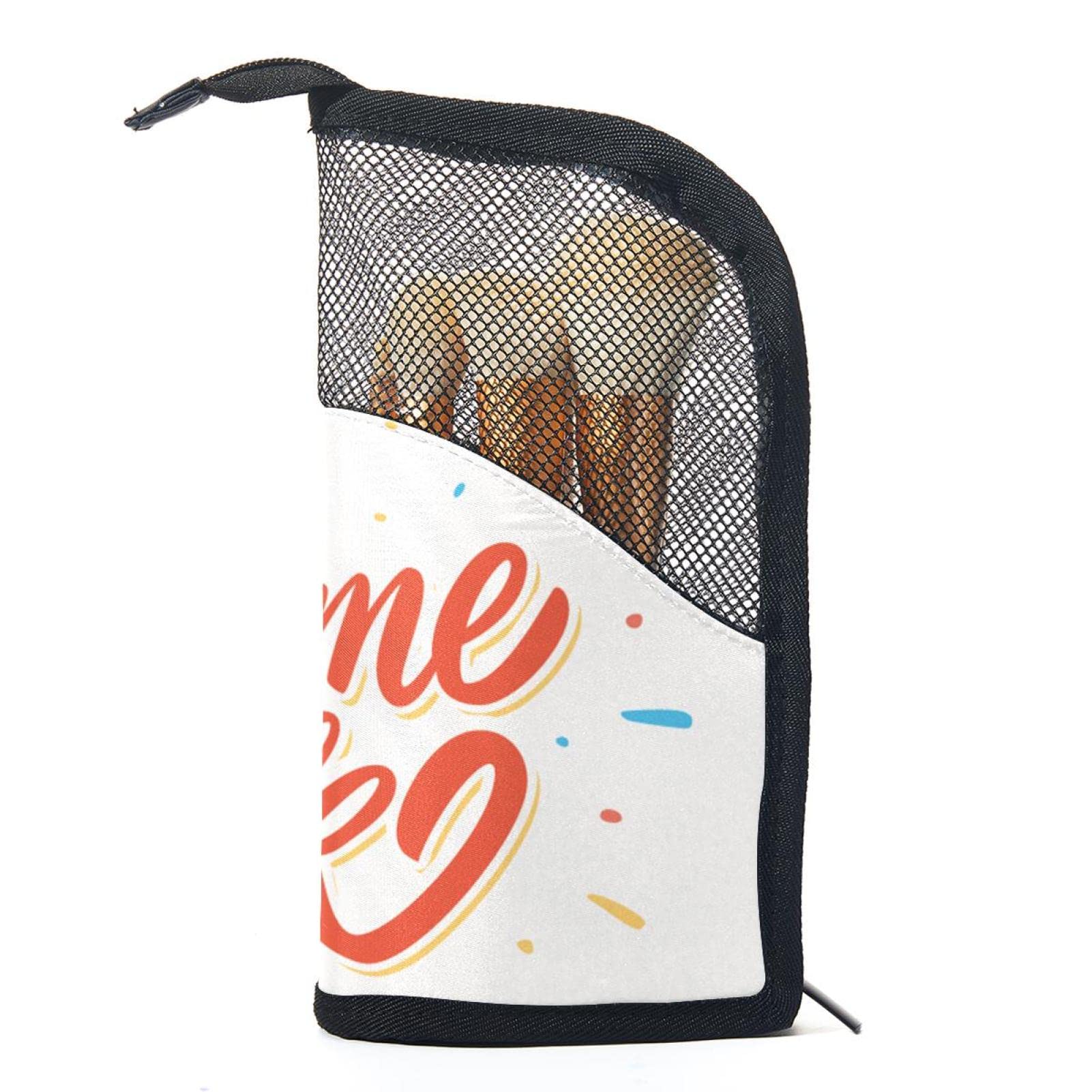12-Piece Makeup Brush Organizer Bag with Letter Welcome Back Design - Portable Makeup Brush Holder Case for Travel & Home Storage