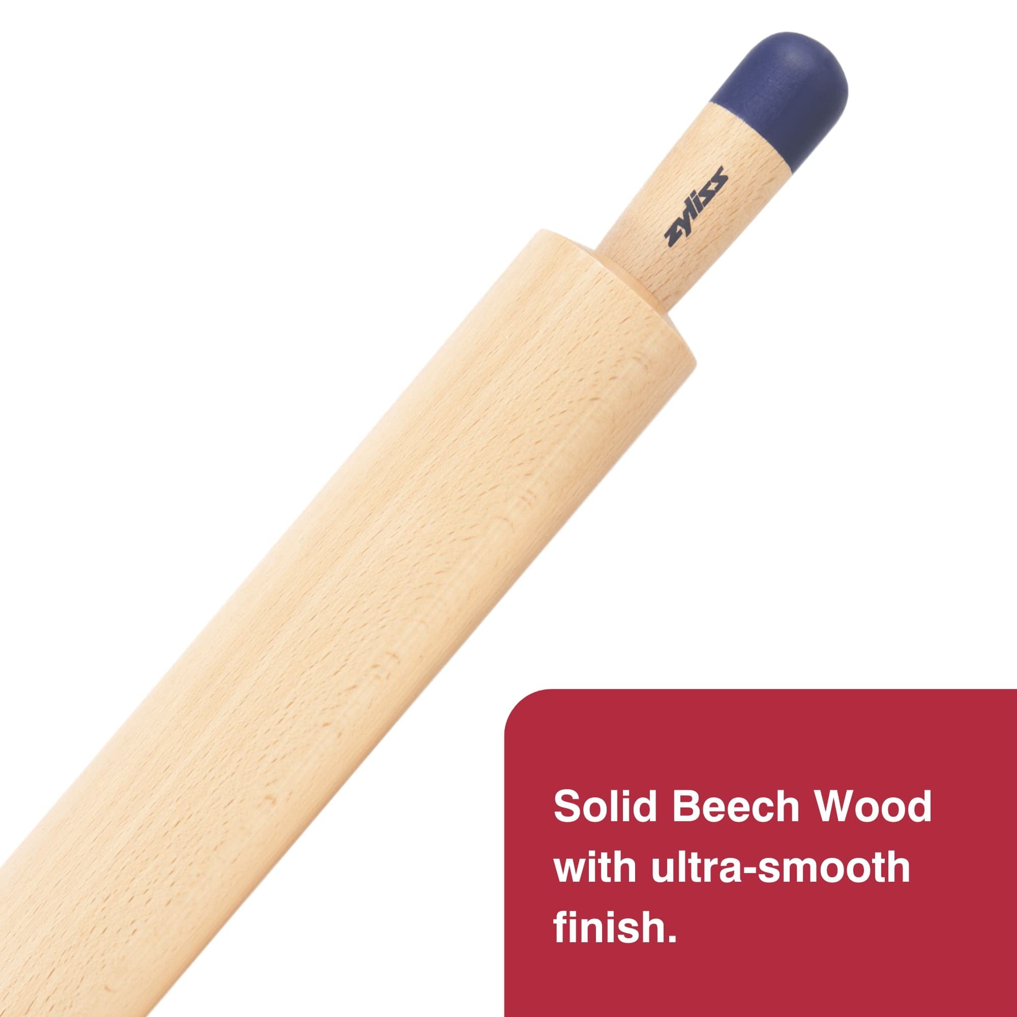 Zyliss 18.5 Inch Wooden Rolling Pin with Silicone Cover - Perfect for Baking Cakes, Pizzas, Pastry & Dough - Responsibly Sourced Wood for Even Rolling - Ideal for Home Bakers & Professional Kitchens