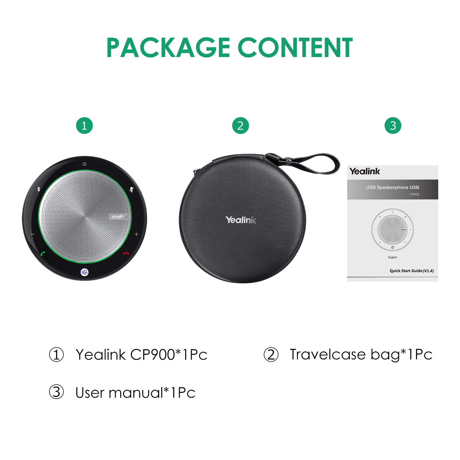 Yealink CP900 Bluetooth Speakerphone - USB Conference Speaker with Microphone, Teams Certified, Wireless, Enhanced Noise Reduction, 360° Voice Pickup (Dongle Not Included) - Perfect for Home Office, Remote Meetings & Video Conferencing