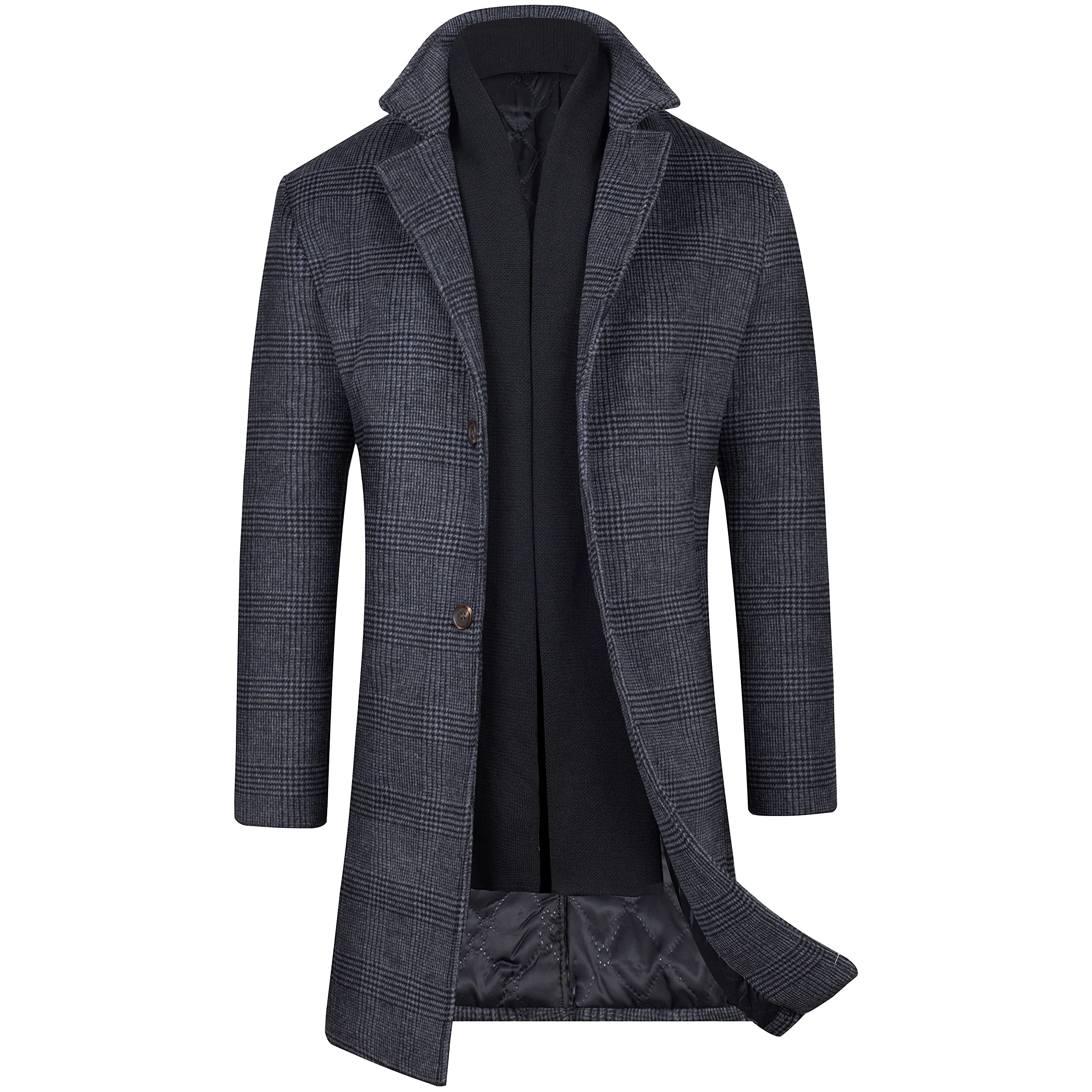 WULFUL Men's Slim Fit Wool Trench Coat - Warm Winter Overcoat for Business, Office & Formal Occasions