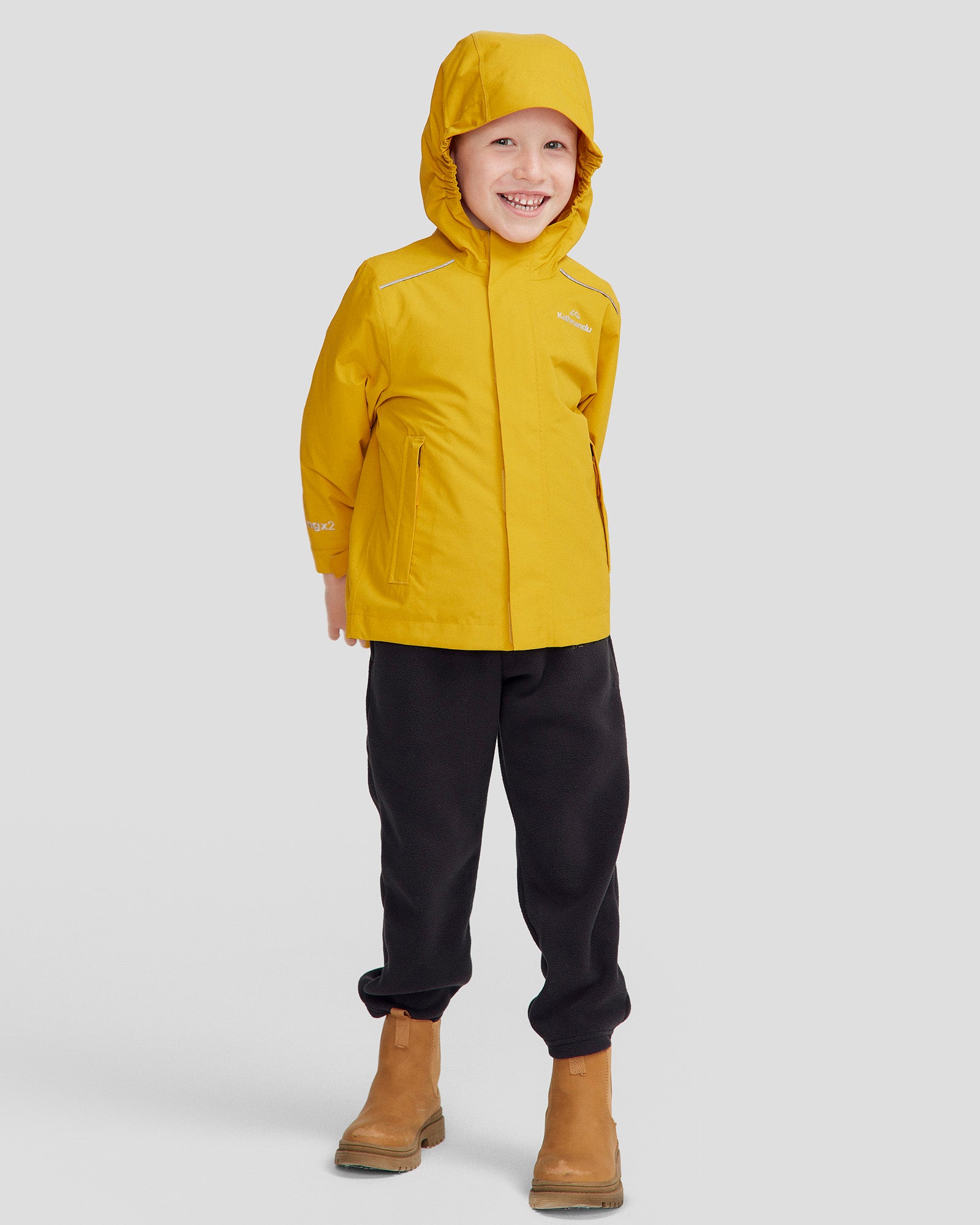 Andulo 2-Layer Waterproof Rain Jacket for Kids - Golden Yellow | Outdoor Play, School & Rainy Day Protection