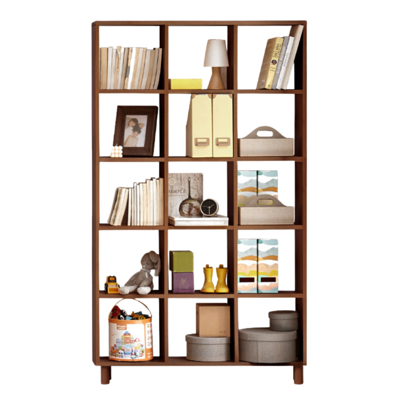 Solid Wood Bookshelf - Beech & Oak Bookcase with Free Combination - Perfect for Home Office, Living Room, and Library Storage