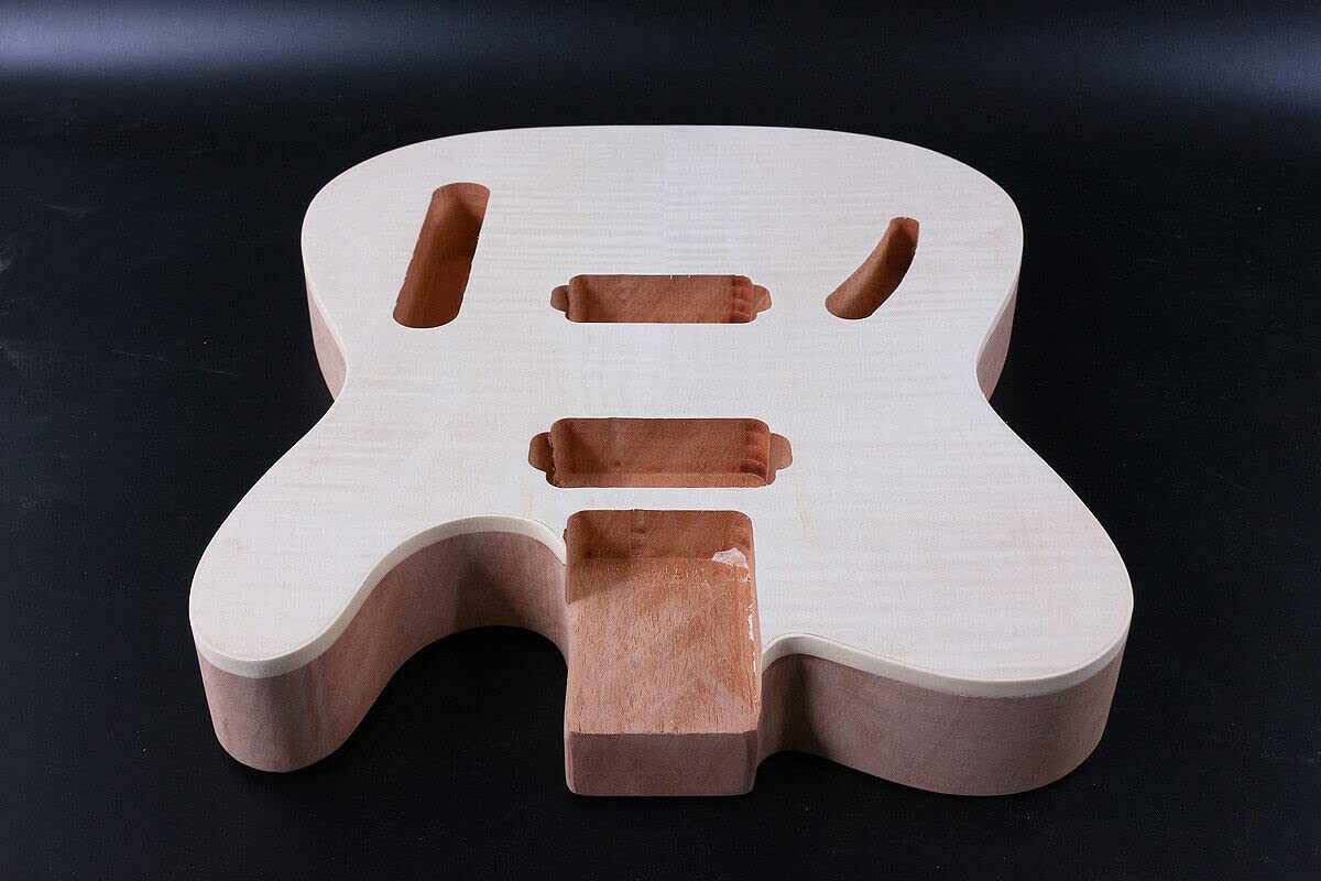 Premium Mahogany Flame Maple Veneer Electric Guitar Body Blank - Unfinished HH Pickups for Custom DIY Guitar Builds | Perfect for Rock, Blues & Metal Performances