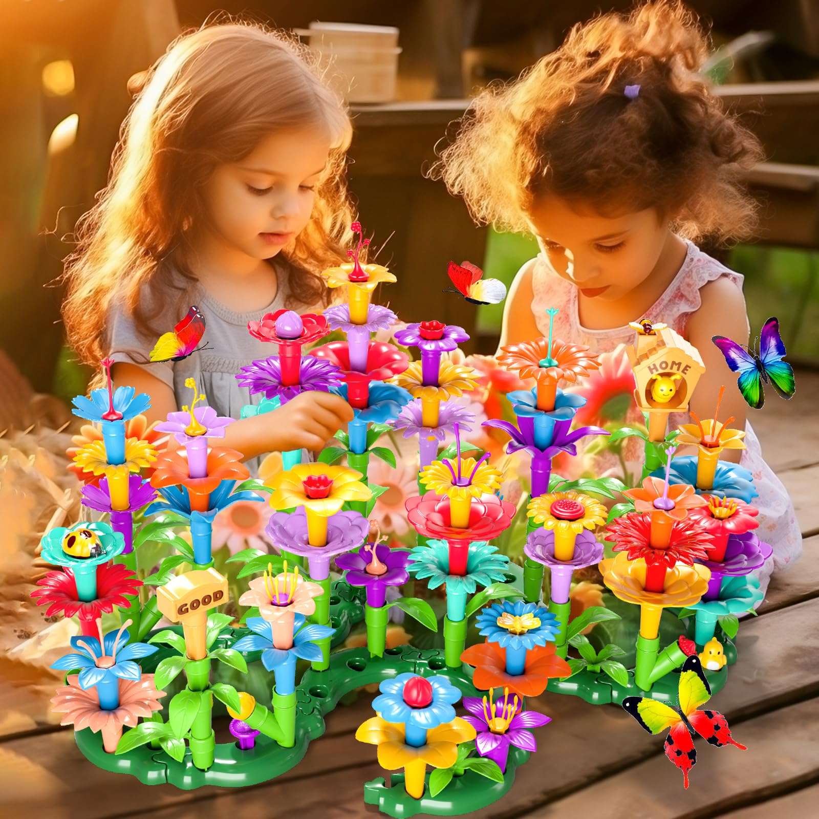 184Pcs Flower Garden Building Blocks STEM Toys for Girls & Boys Ages 3-7, Creative DIY Stacking Educational Toys for Preschool Learning, Brain Development & Kindergarten Activities - Perfect for Indoor Play, Birthday Gifts & Classroom STEM Projects