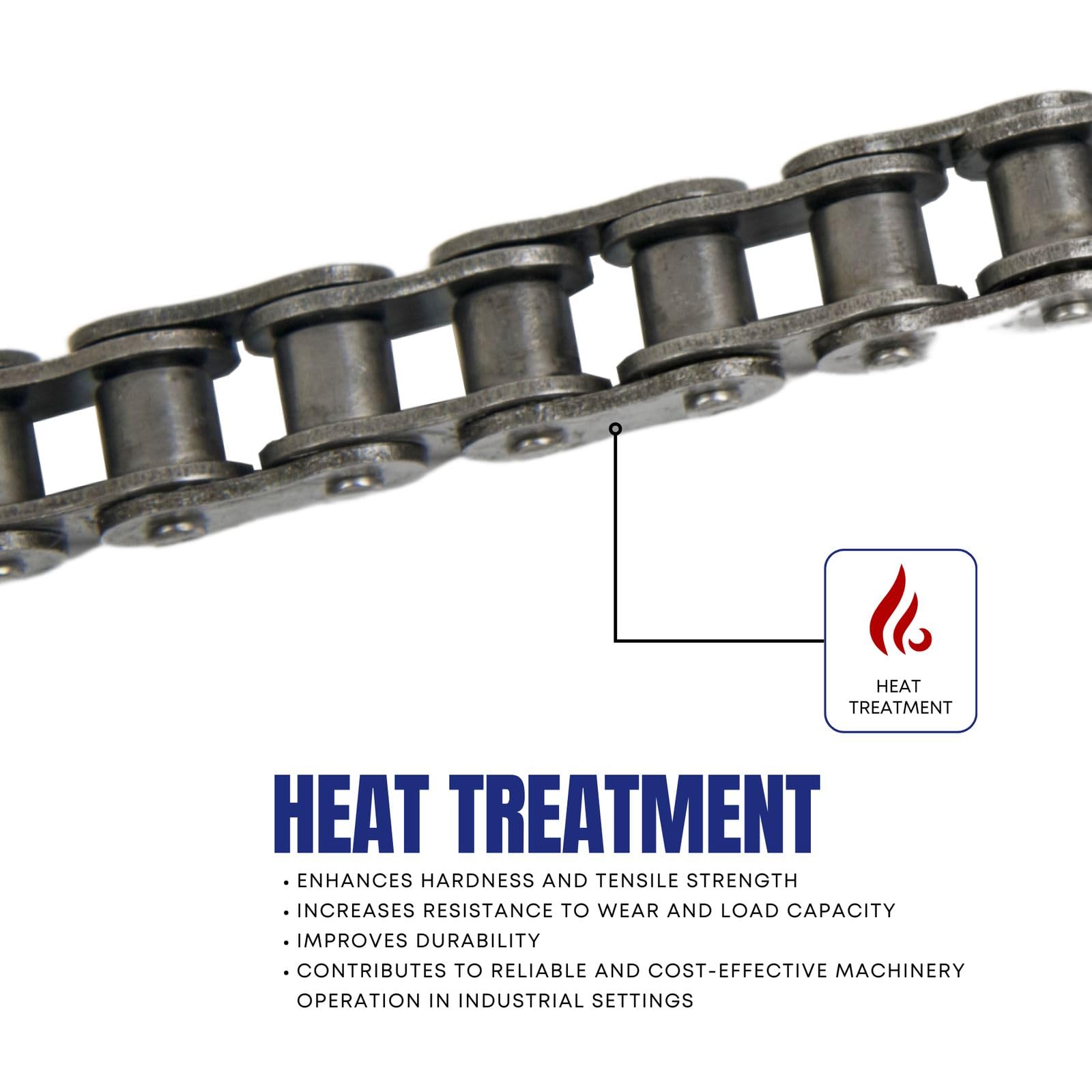 Heavy Duty 40H Roller Chain 50 Feet with 5 Connecting Links - Industrial Strength for Conveyors, Agricultural Machinery & Power Transmission Systems