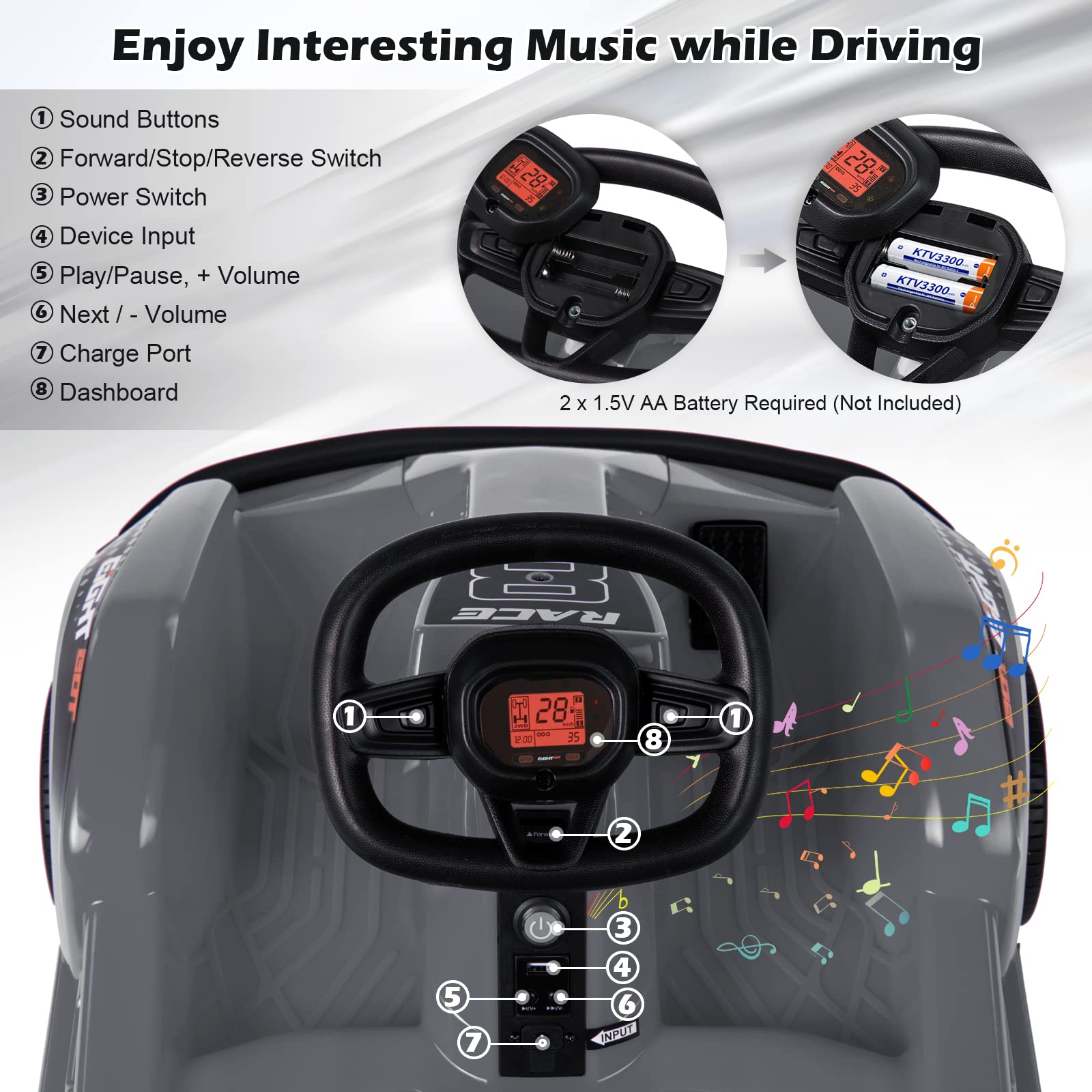 HONEY JOY 6V Electric Go Kart for Kids - Battery Powered Ride On Racing Car with Parent Remote Control, Safety Belt & Slow Start - 4 Wheeler Electric Vehicle with Music - Perfect Gift for Boys & Girls (Black) - Ideal for Outdoor Play, Birthday Gifts & Backyard Fun