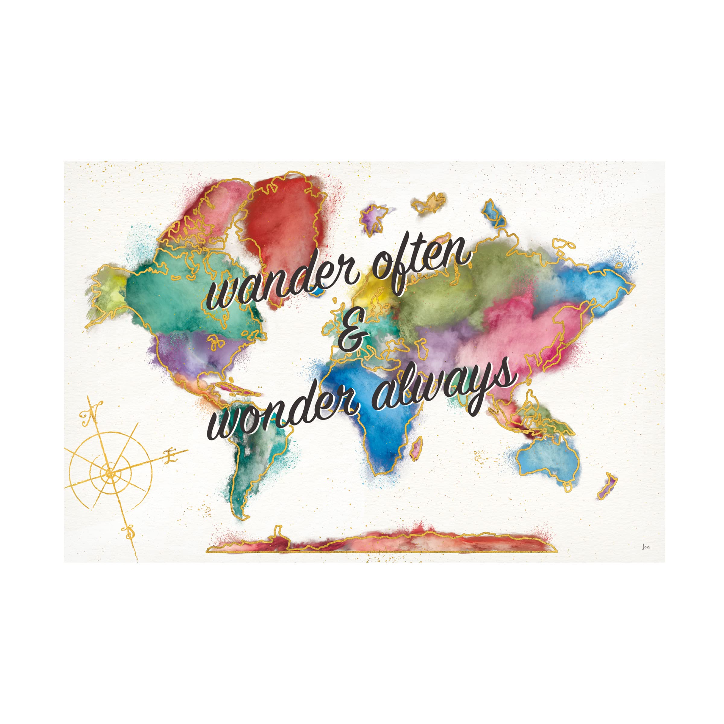 Jess Aiken 'Colorful World I Font' Canvas Wall Art Print - Modern Abstract Painting for Living Room, Bedroom & Office Decor