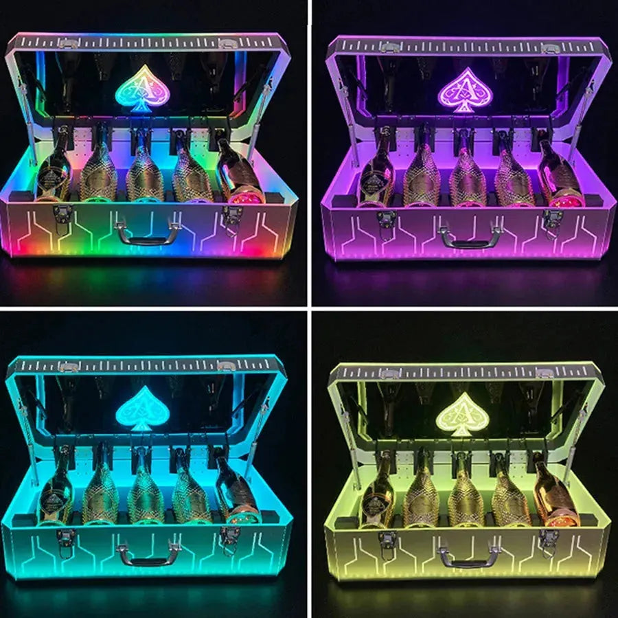 OEM Rechargeable Acrylic Champagne Bottle Display Case - 3/5 Ace of Spades VIP Bottle Holder with RGB Color Changing Lights | Perfect for Nightclubs, Bars, Wedding Receptions & Luxury Gift Presentations