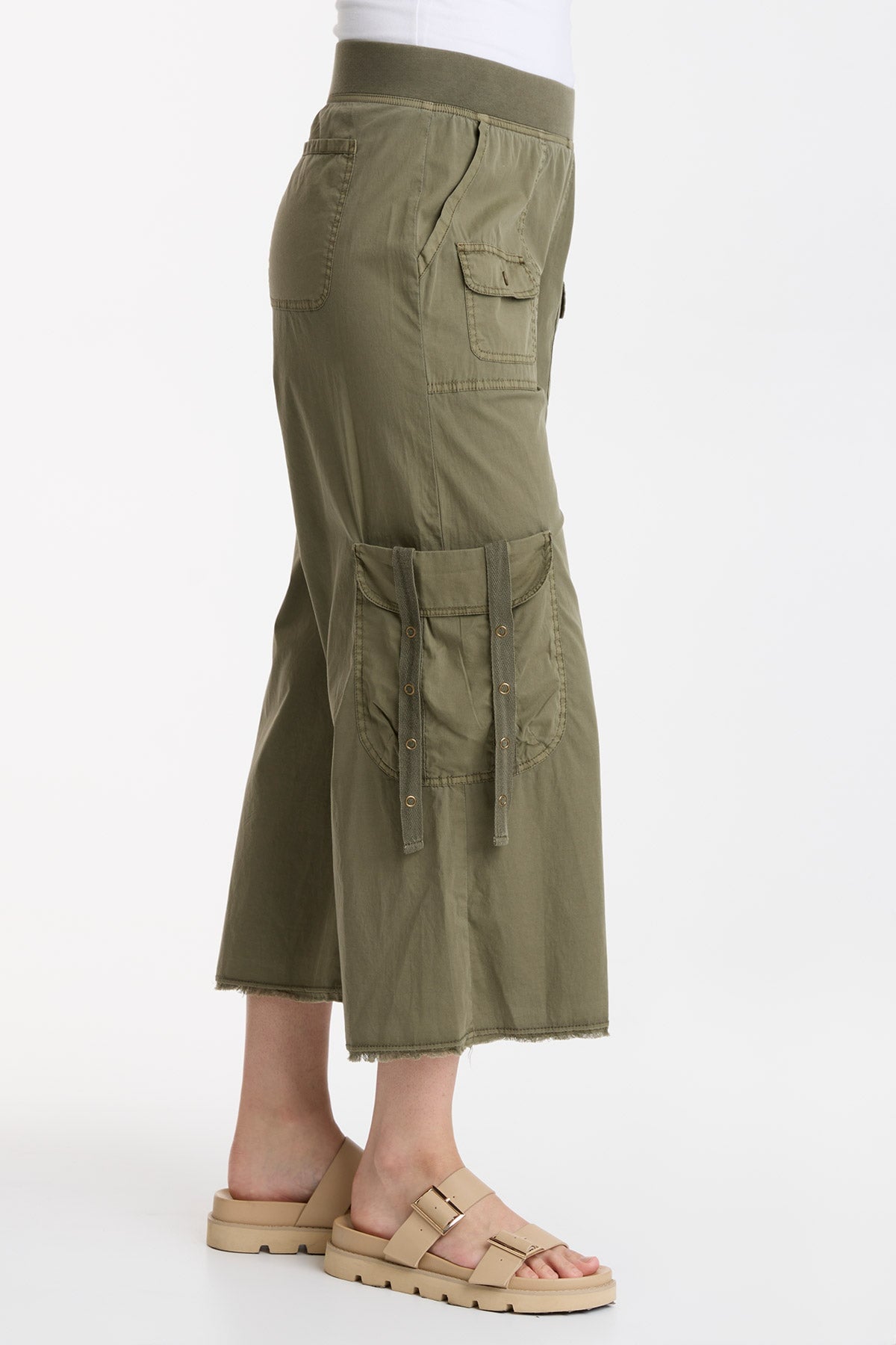 Femke Brio Poplin Cargo Crop Pants - Women's High Waisted Casual Shorts with Pockets | Perfect for Summer, Travel, and Outdoor Activities