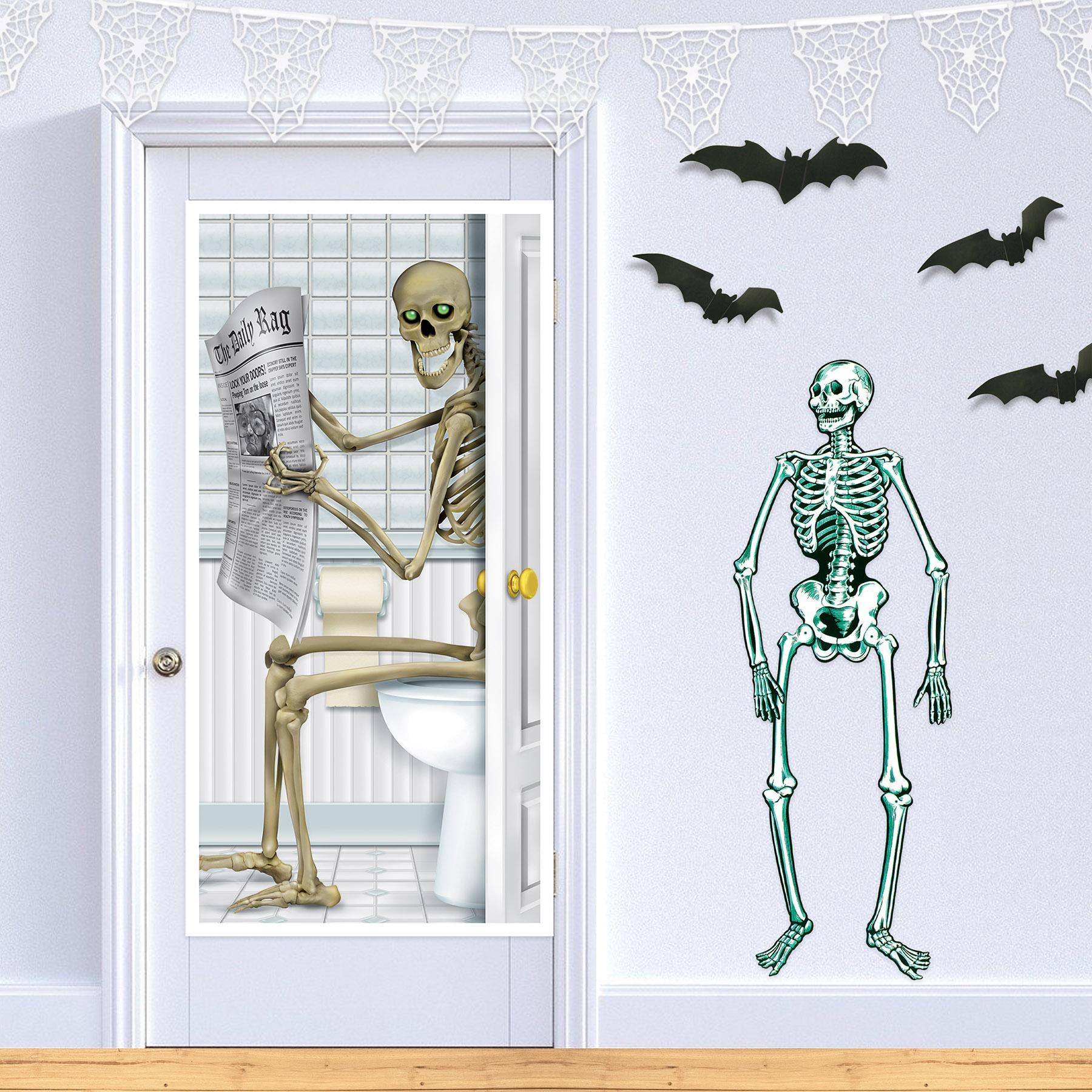 12 Pack Beistle Halloween Jointed Skeleton Decorations - Blue and White Hanging Skeletons for Spooky Party, Haunted House & Outdoor Decor
