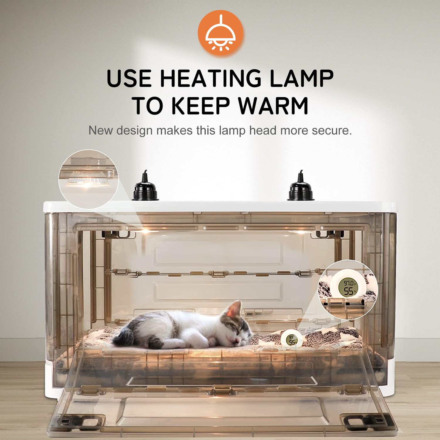Puppy Incubator with Heating - 85L Newborn Puppy & Kitten Incubator with Bed Mat | Ideal for Veterinary Clinics, Breeders & Pet Rescue Shelters
