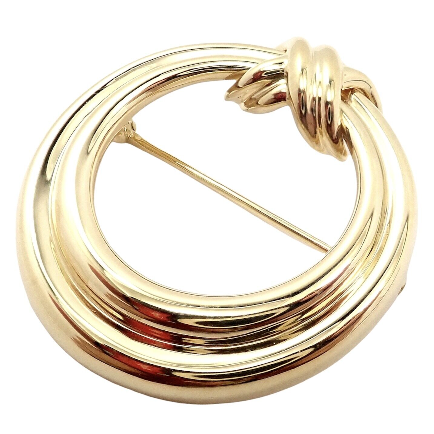 Authentic Tiffany & Co 18k Yellow Gold Large X and O Open Circle Pin Brooch - Elegant Jewelry for Women, Perfect for Weddings, Parties & Special Occasions