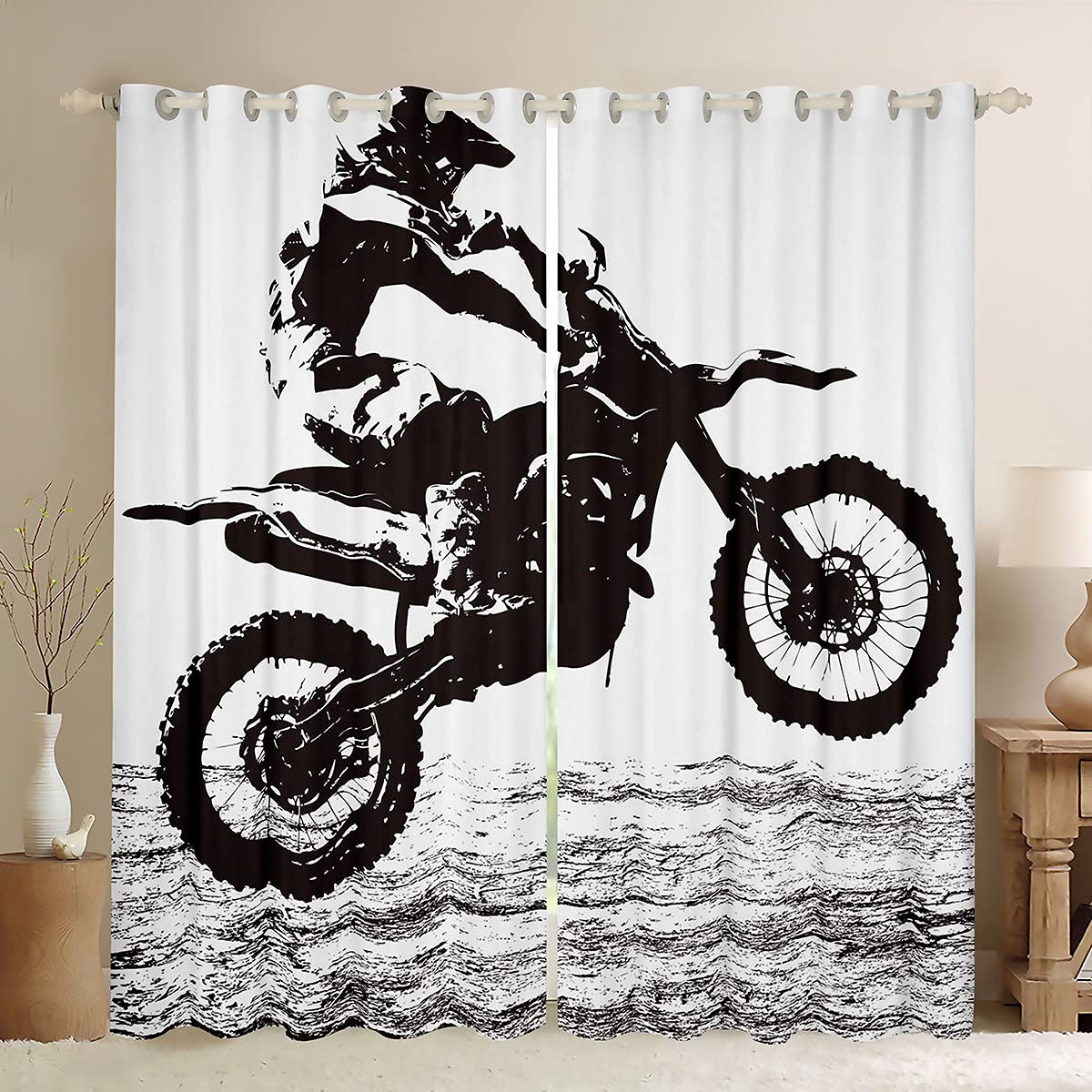 Motocross Rider Curtains for Kids - Blackout Drapes 84x84