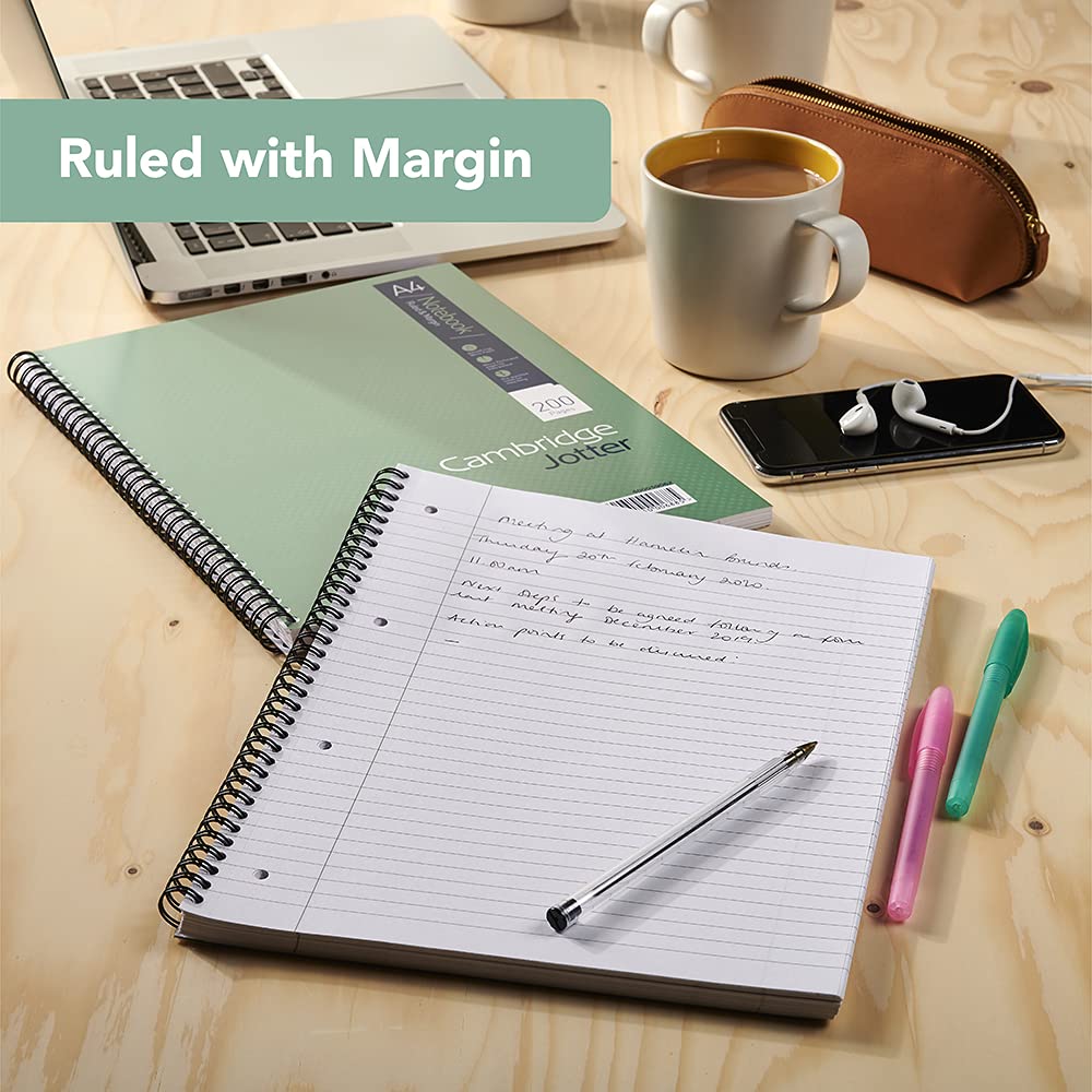 Cambridge A4 Jotter Notebook - Ruled 100 Pages, Pack of 10 - Premium Writing Paper for School, Office & Journaling | Perfect for Students, Professionals & Note-Taking