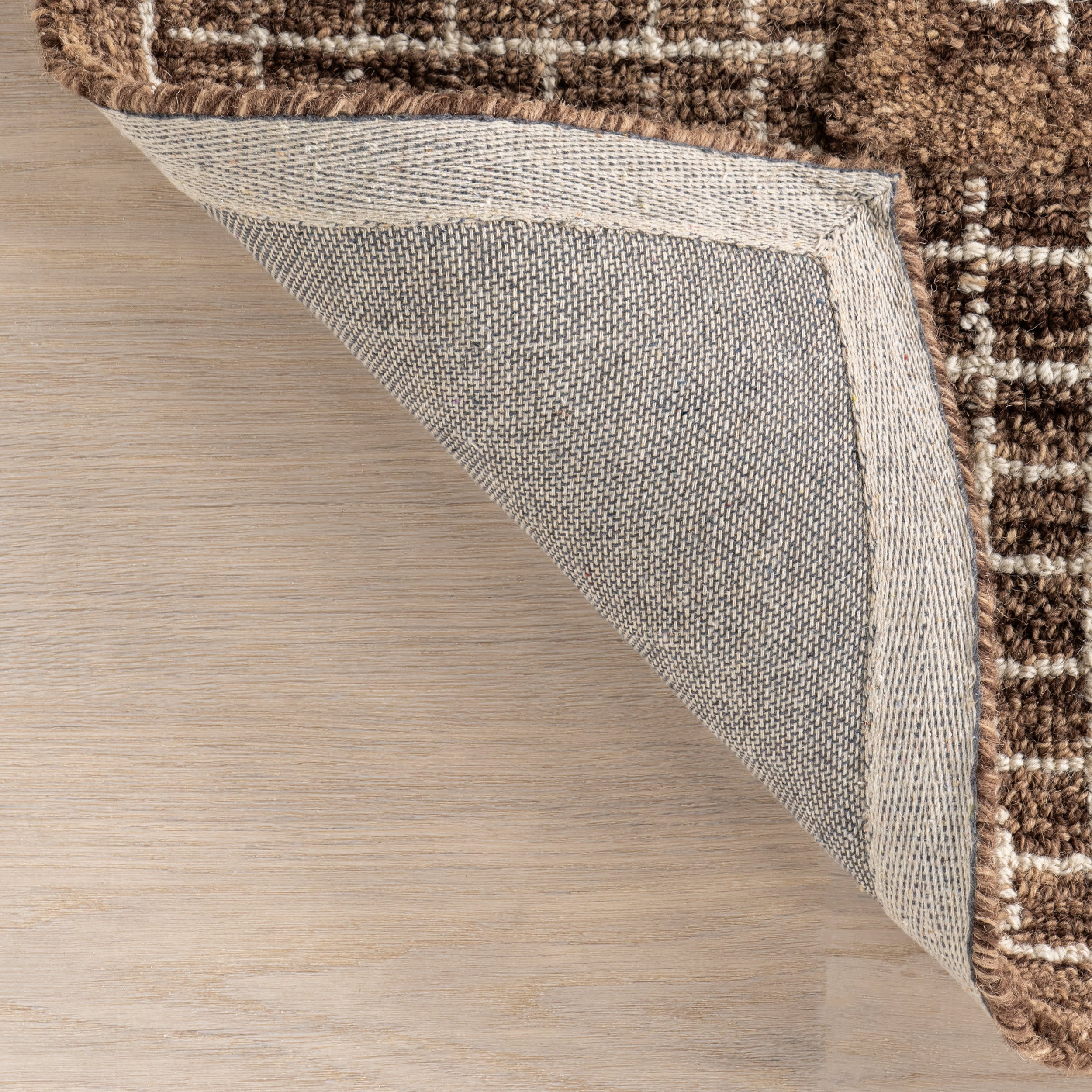 Chessie Checked Wool Rug - Brown | Soft & Durable Area Rug for Living Room, Bedroom, or Office Decor