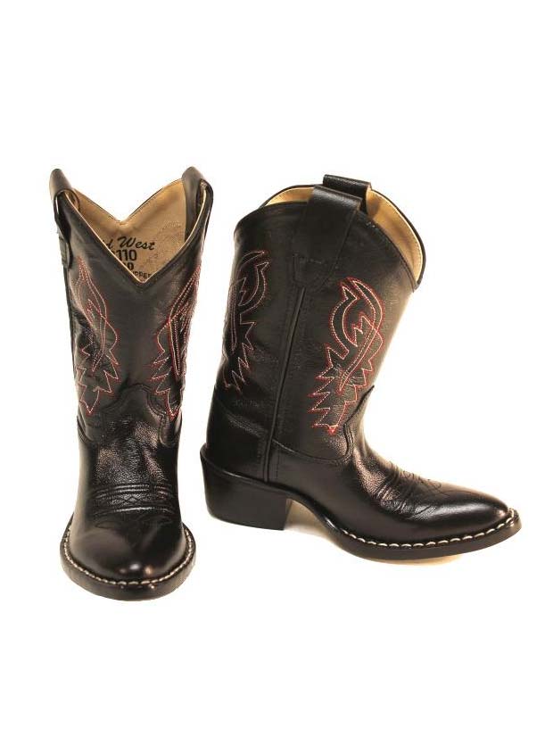 Old West 8110 CCY8110 Comfortable Kids Cowboy Boots - Black Western Style Booties for Boys & Girls - Perfect for Rodeo, Halloween Costumes & Western Themed Parties