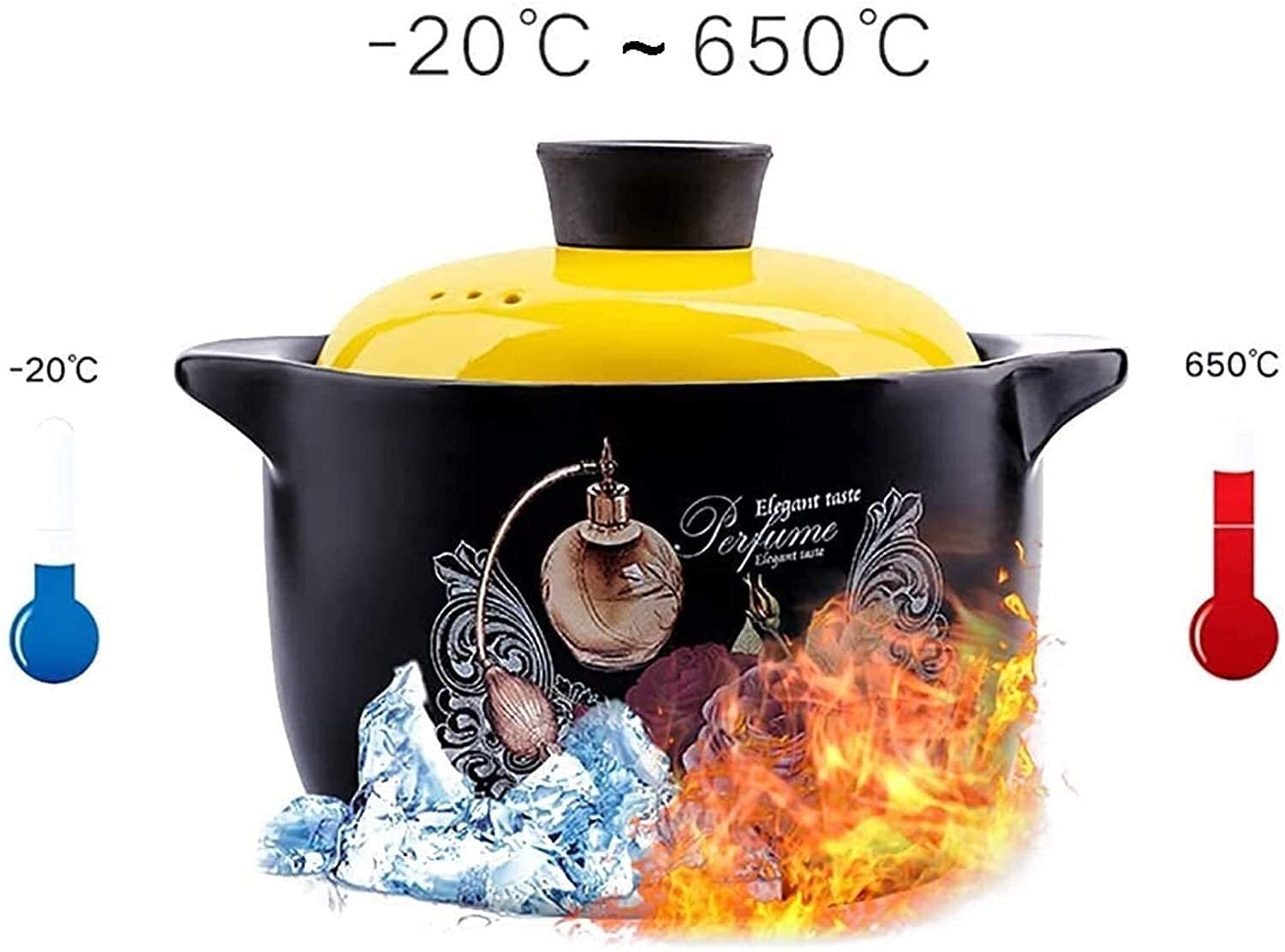 Ceramic Casserole Dish with Lid - Heat Resistant Clay Pot for Bibimbap, Soup & Stews - 2.74 Quart Floral Pattern Pink Cookware - Perfect for Korean Hot Stone Dishes, Family Dinners & Oven Baking