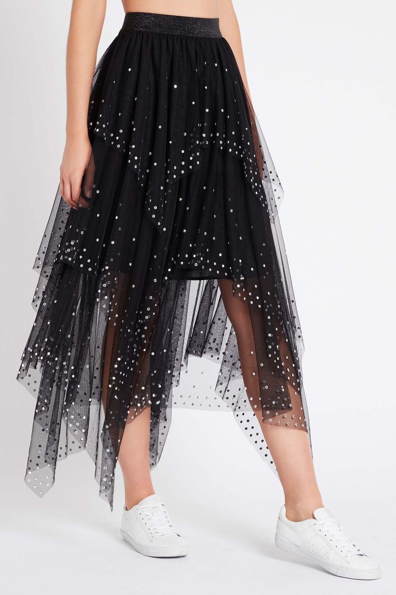 Elegant Crystal Embellished Skirt for Women - Sparkling Party Dress for Evening Events, Weddings & Special Occasions