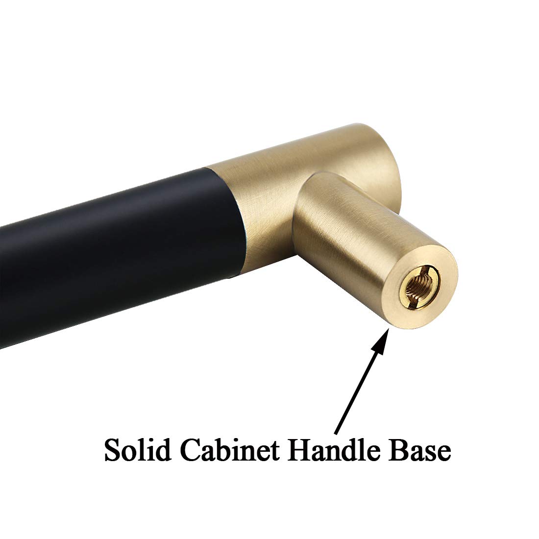 5 Pack Brushed Satin Gold/Brass Cabinet Handles with Matte Black Electroplated Finish - 7.3