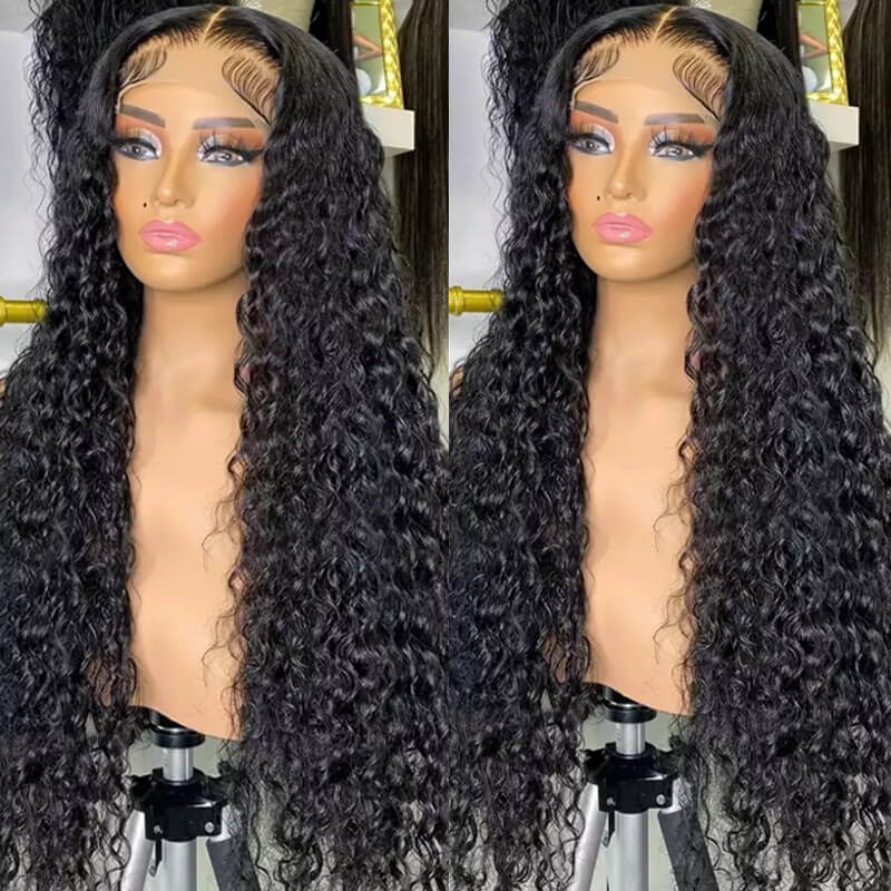 Eullair Stunning Wet Look Water Wave HD Lace Front Wig - Natural Black Human Hair Wig for Women | Low Maintenance, Heat Resistant Synthetic Wig for Daily Wear & Cosplay