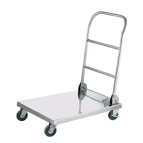 Foldable Stainless Steel Utility Cart with Wheels - Heavy Duty Rolling Cart for Kitchen, Office, Warehouse, and Home Organization