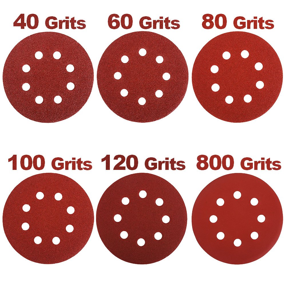 HIFROM 60-Piece 5-Inch 800 Grit Hook & Loop Sanding Discs Set - 8 Hole Design for Random Orbital Sanders & Grinders - Perfect for Woodworking, Metal Polishing & DIY Home Projects