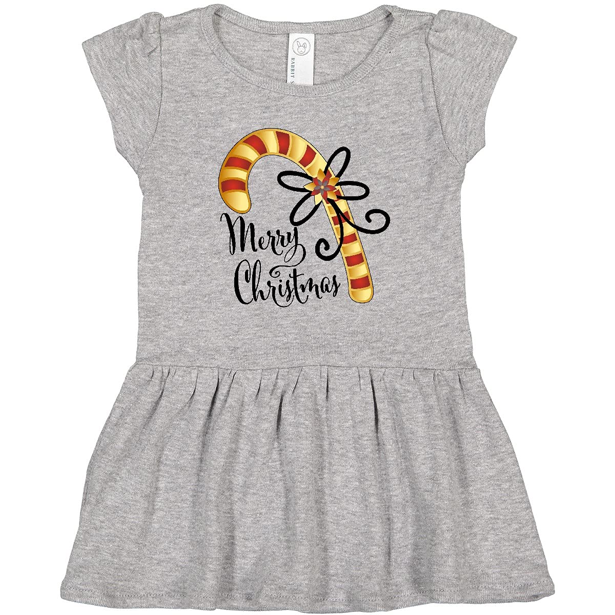 Inktastic Merry Christmas Red and Gold Candy Cane Toddler Dress - Festive Holiday Outfit for Baby Girls | Perfect for Christmas Photos, Parties & Family Gatherings