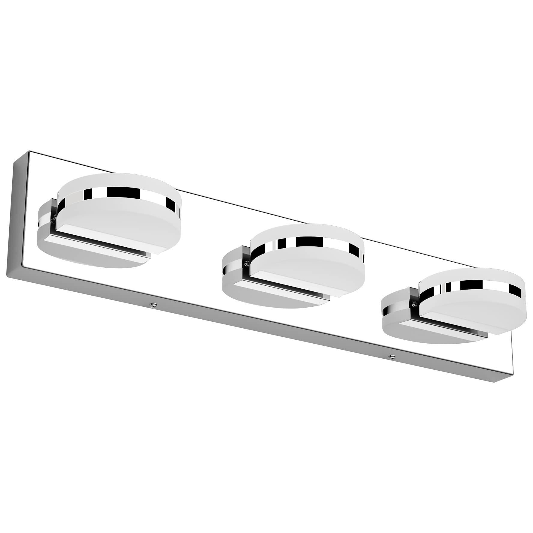 Aipsun 3-Light Modern Chrome Vanity Light - Adjustable Rotatable LED Bathroom Wall Sconce with Up/Down Lighting (White 6000K) - Perfect for Bathroom, Powder Room & Dressing Area Illumination