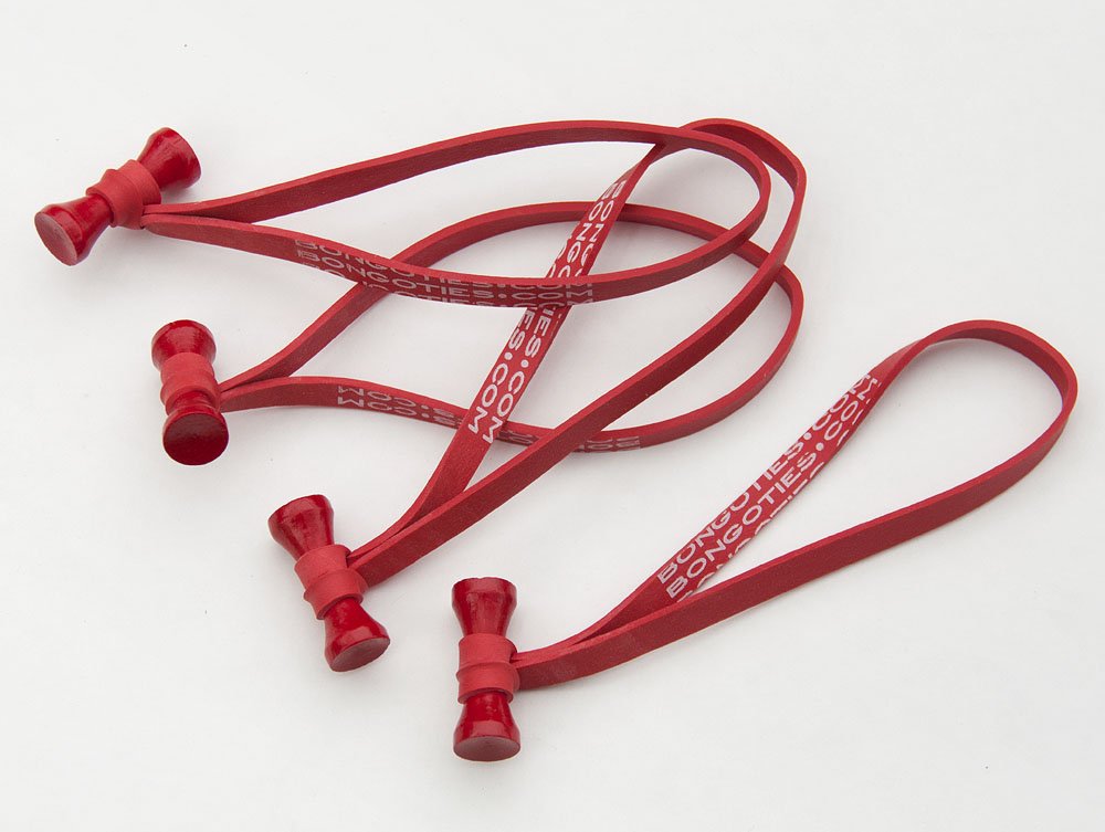 ALL RED Bongo Ties A5-01-R - 10 Pack | Natural Rubber & Bamboo Professional Cable Ties | Secure Wires, Cords & Organize Home/Office | Perfect for Electronics, DIY Projects & Cable Management