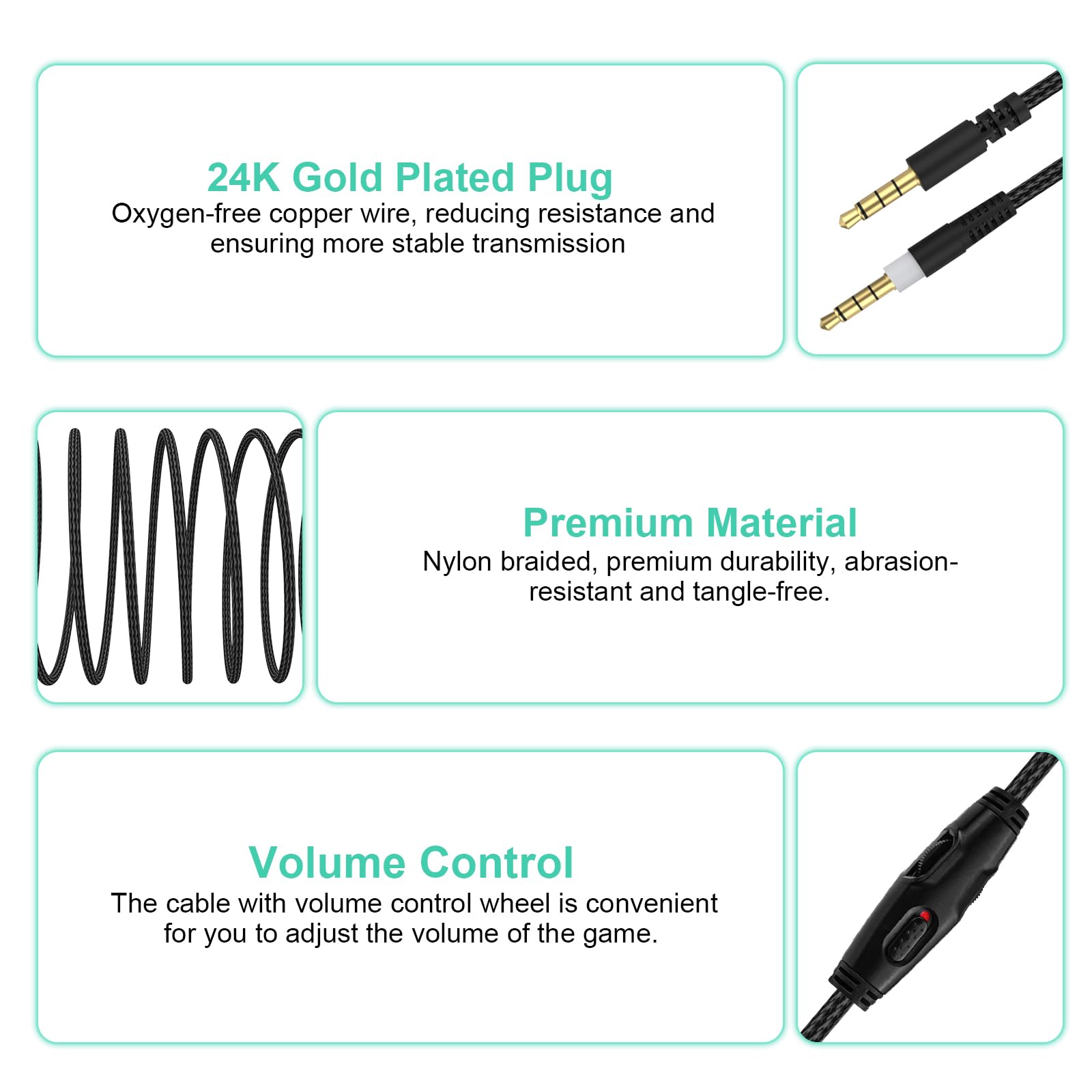 Kingston Cloud Alpha Replacement Audio Cable with Mute & Volume Control - Compatible with Cloud Alpha, Cloud Mix, Cloud Flight, Alpha S & Logitech G633/G933 Gaming Headsets - Durable Black Cord for PC, PS4, Xbox Gaming & Streaming