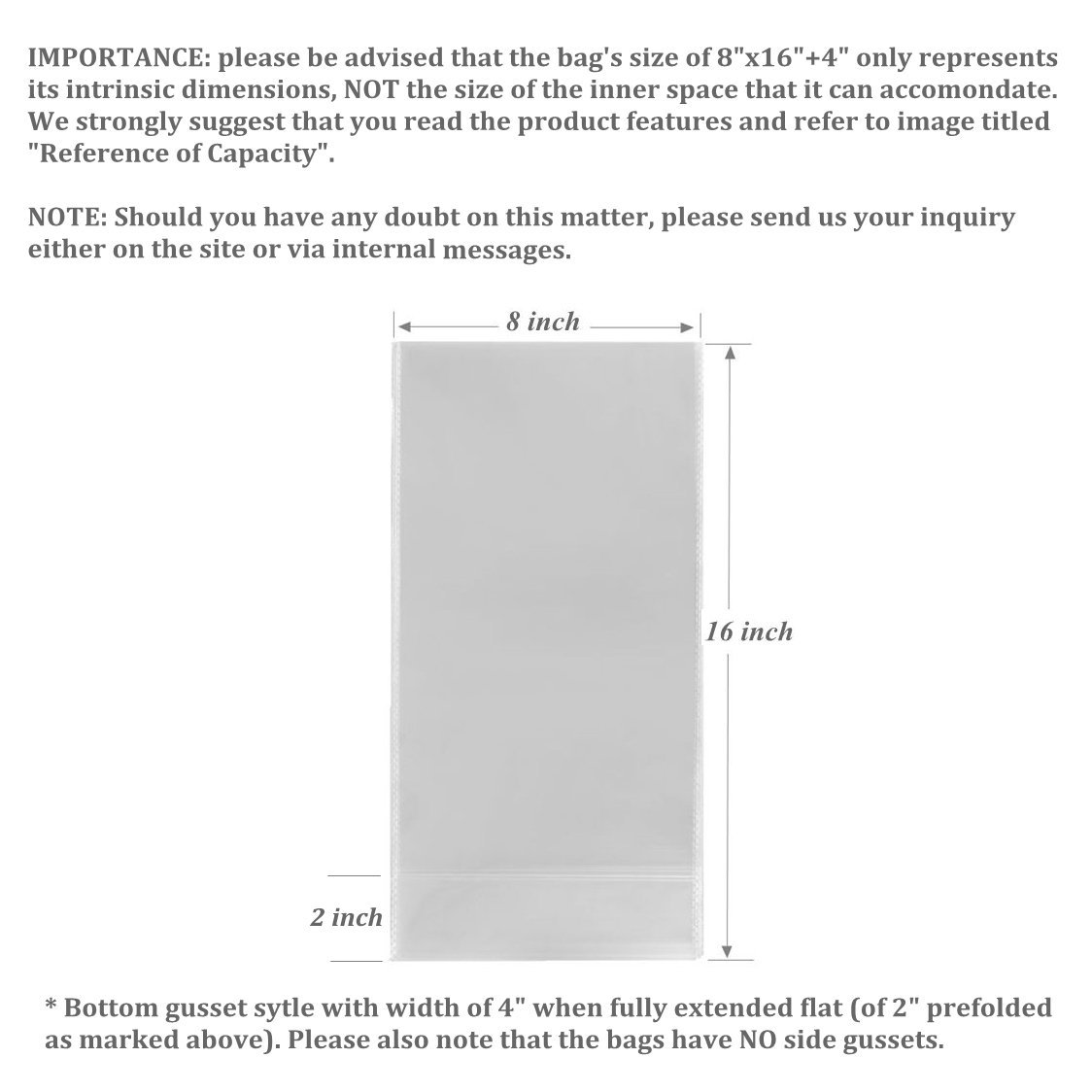 100 Clear 2.8 Mil Gusset Cello Bags with Ties - 8