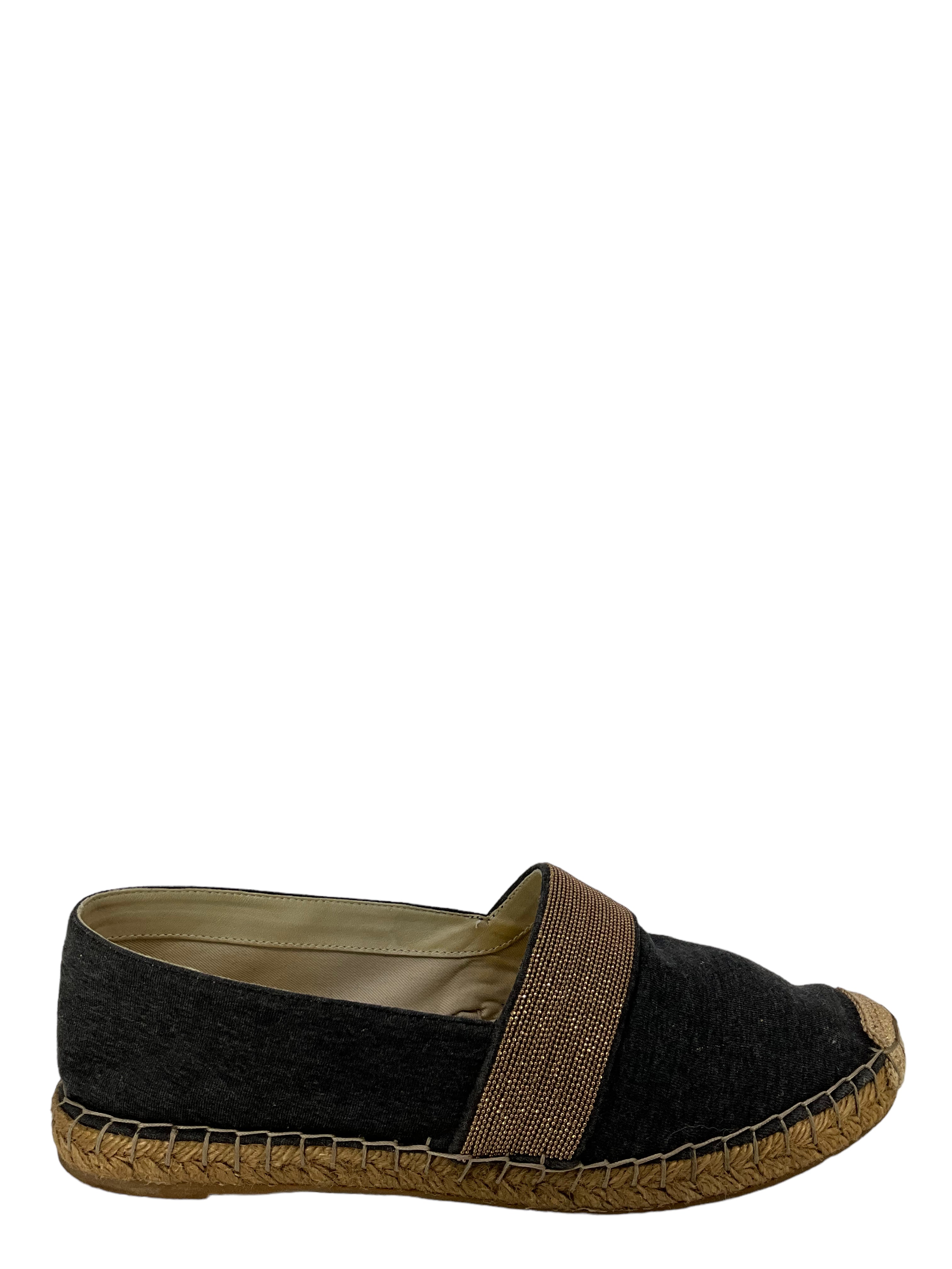 Brunello Cucinelli Black Leather Espadrilles Women's Size 8 - Comfortable Summer Shoes for Beach, Vacation & Casual Outings