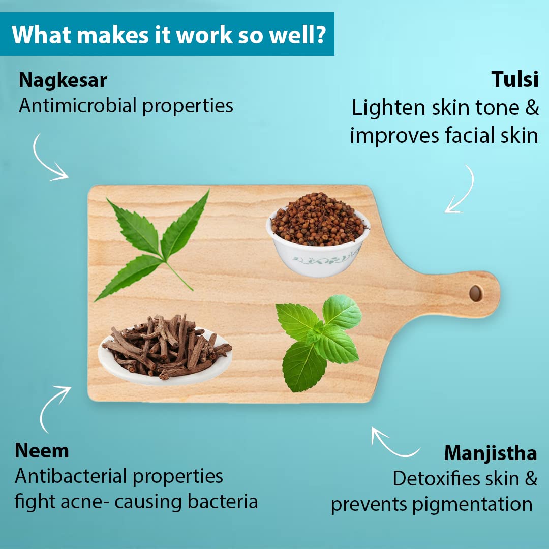 Aryanveda Neem Tulsi Face Pack Cream for Acne & Dark Spots - Oil Control & Skin Purifying Treatment - Reduces Sebum Production & Unclogs Pores - 400g for Sensitive & Acne-Prone Skin - Perfect for Daily Skincare Routine & Blemish Control