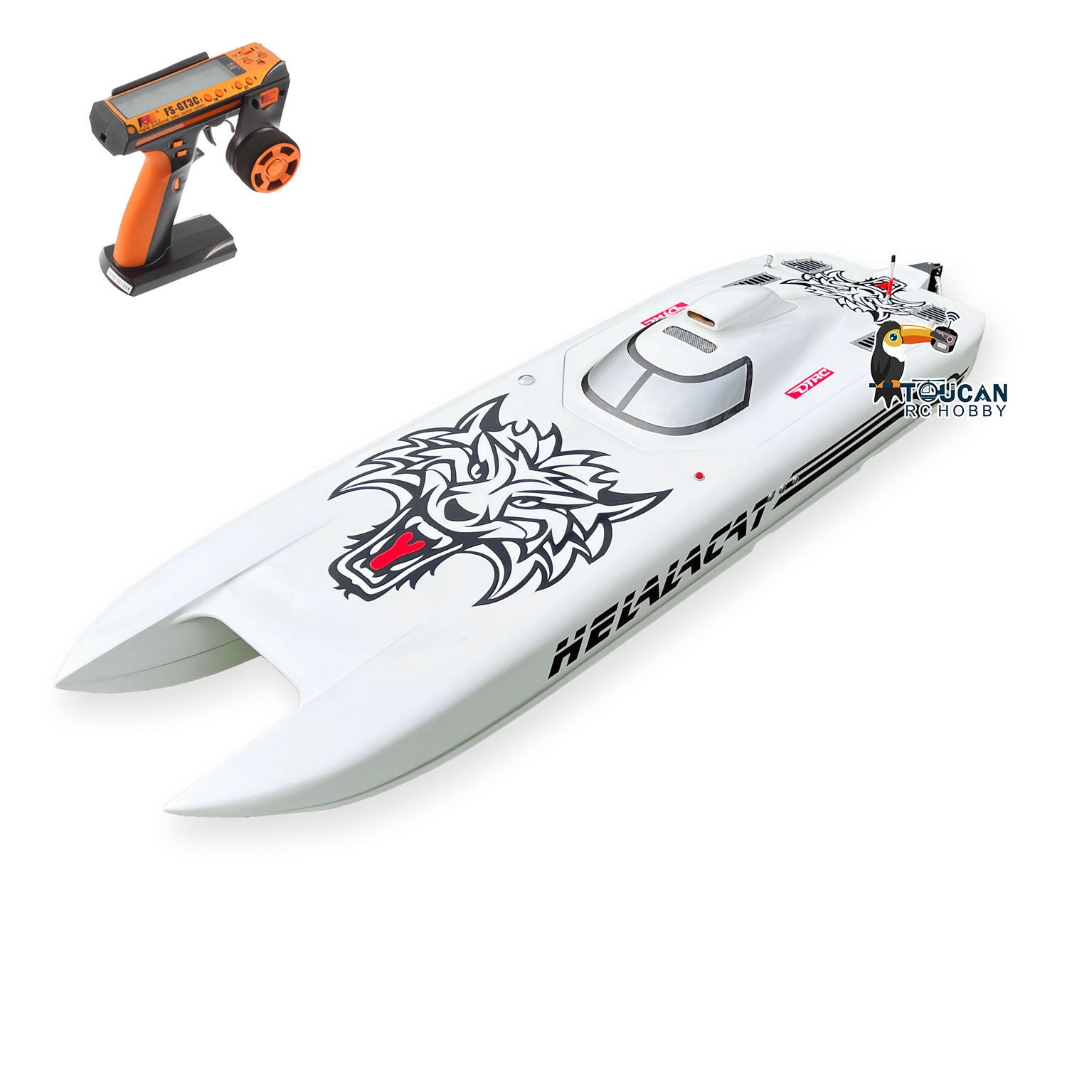 **30CC Gas-Powered RC Racing Boat - High Speed Fiber Glass DIY Model with Servo Controller (1300x360x220mm, 65-70km/h) - Perfect for Lakes, Ponds & Competitive RC Boat Racing**