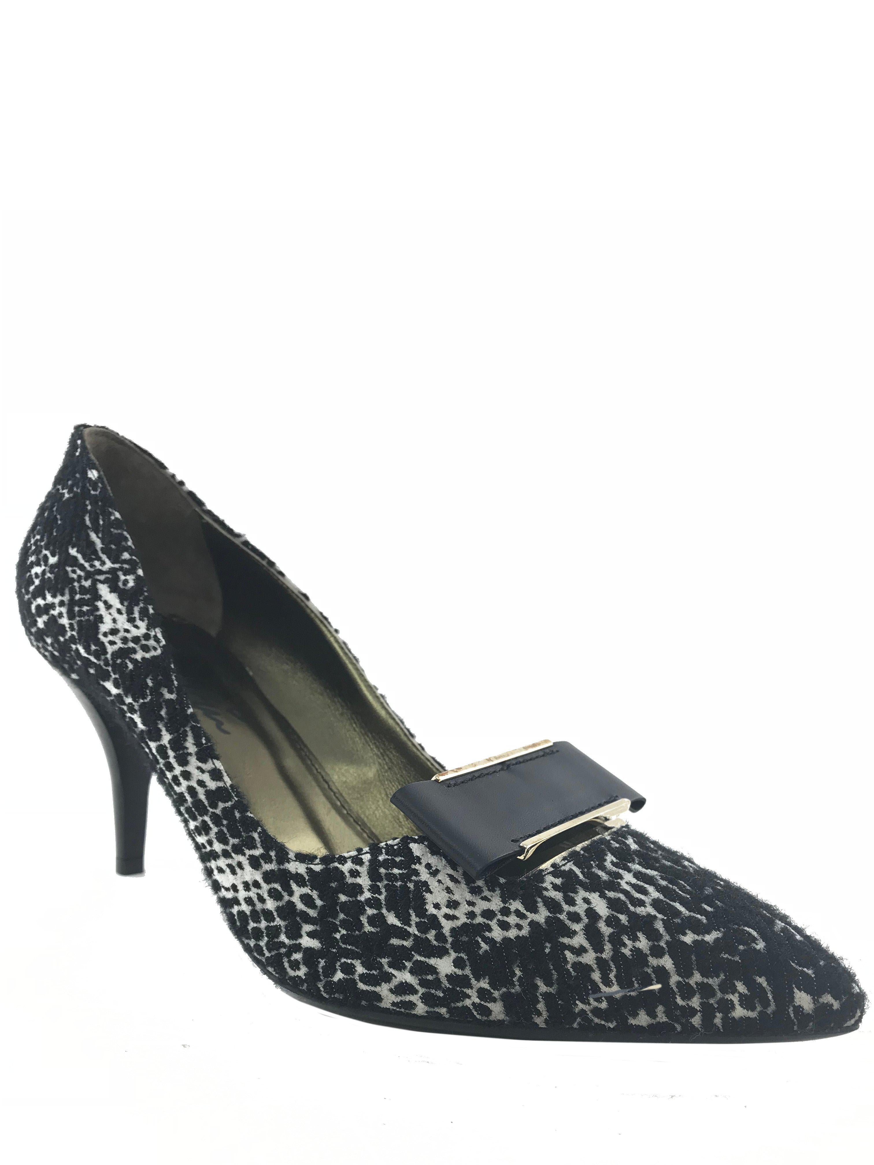 Lanvin Jacquard Metal Trim Buckle Pumps Women's Size 9 - New Designer High Heels for Office, Party & Special Occasions