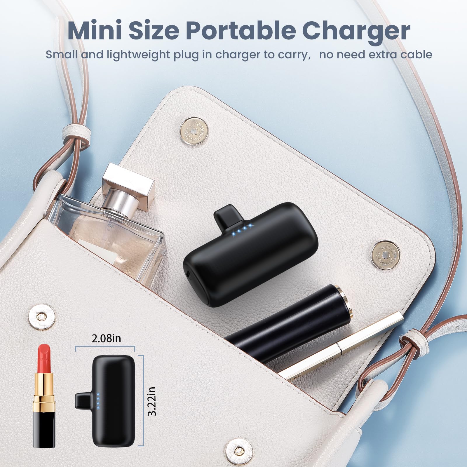 [2-Pack] 5200mAh Mini Portable Charger for iPhone - Ultra Compact PD Fast Charging Power Bank with Plug-in Design | Travel-Friendly Cordless Phone Charger | Compatible with iPhone 14/14 Pro/13/12/11/X/8/7/6 Plus | Perfect for Travel, Commuting & Emergency Power Backup