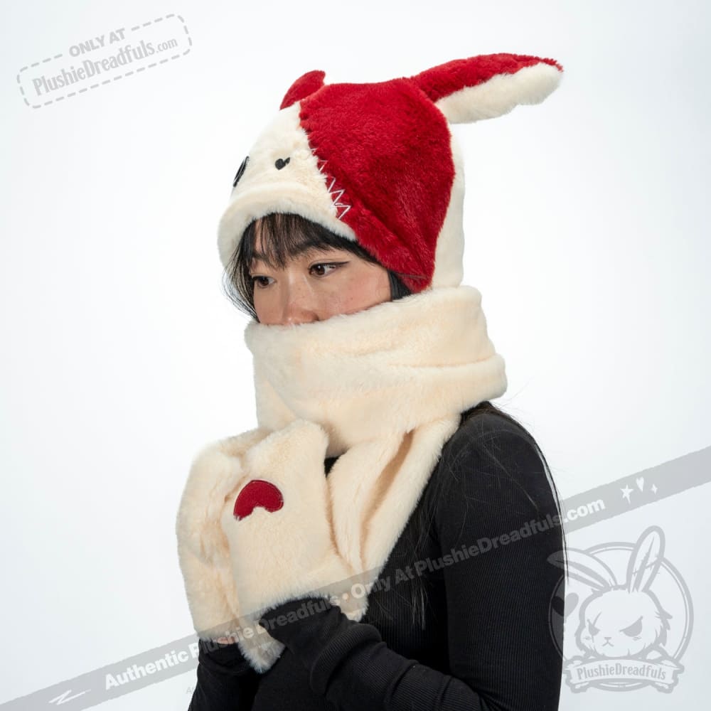 Scoodie Dreadful Love Rabbit Scarf Hoodie - Cozy Winter Wear for Women, Cute Animal Print Fashion Accessory - Perfect for Cold Weather, Outdoor Activities & Casual Style