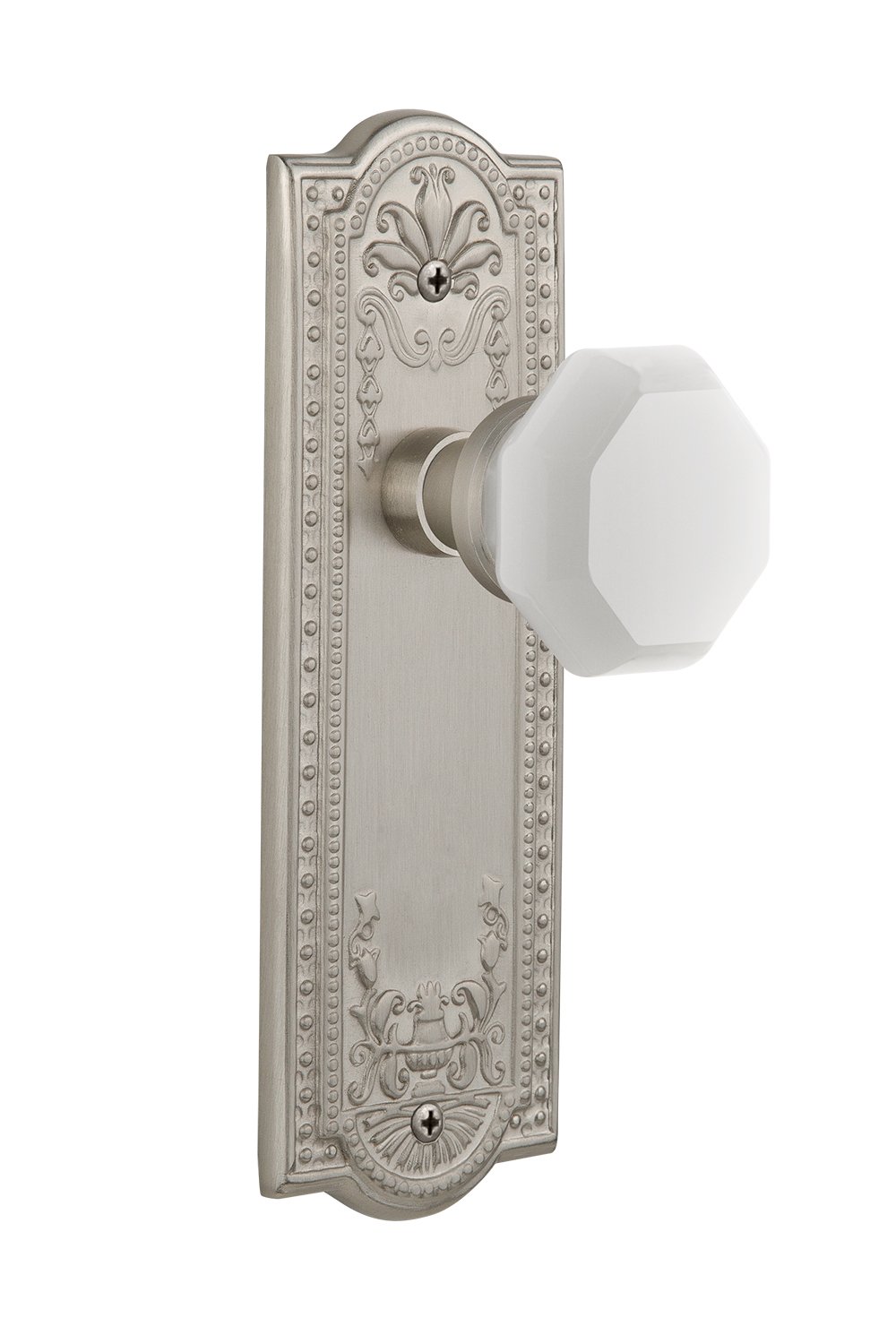 Nostalgic Warehouse 749053 Meadows Plate Waldorf White Milk Glass Knob - 2.375