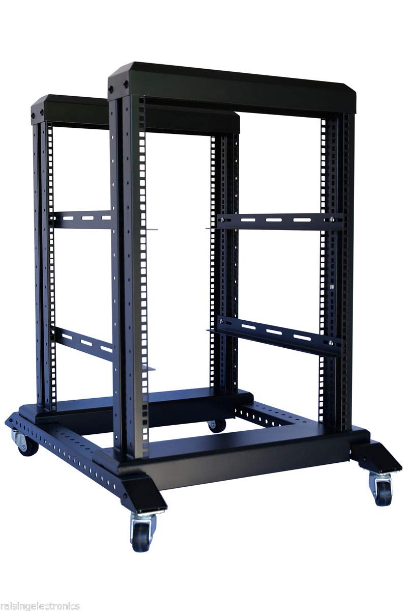 19 Inch 4 Post Open Frame Server Rack - Adjustable 15U 17