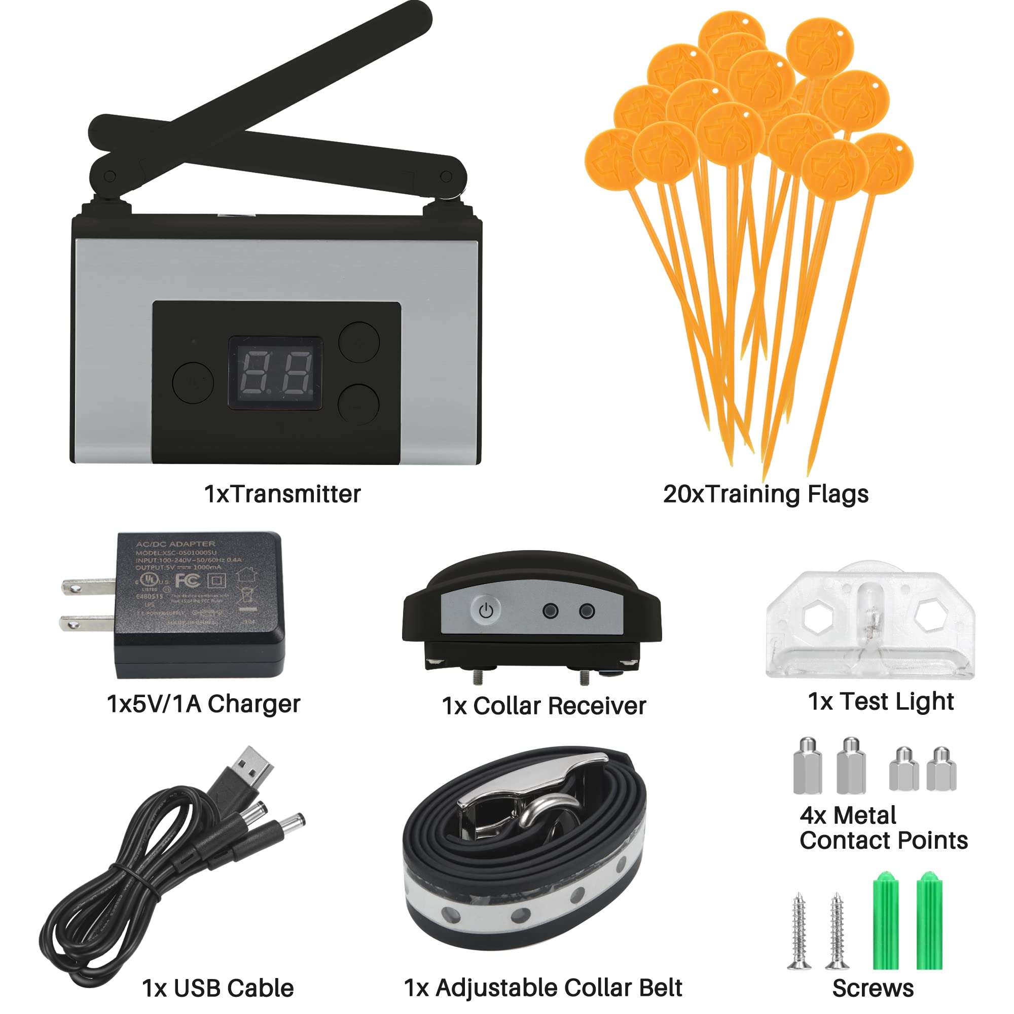 Electric Wireless Dog Fence System - Waterproof & Rechargeable Pet Containment for Dogs | 1 Dog Boundary System with Collar Receiver (Black) | Perfect for Backyard, Farm & Large Outdoor Spaces