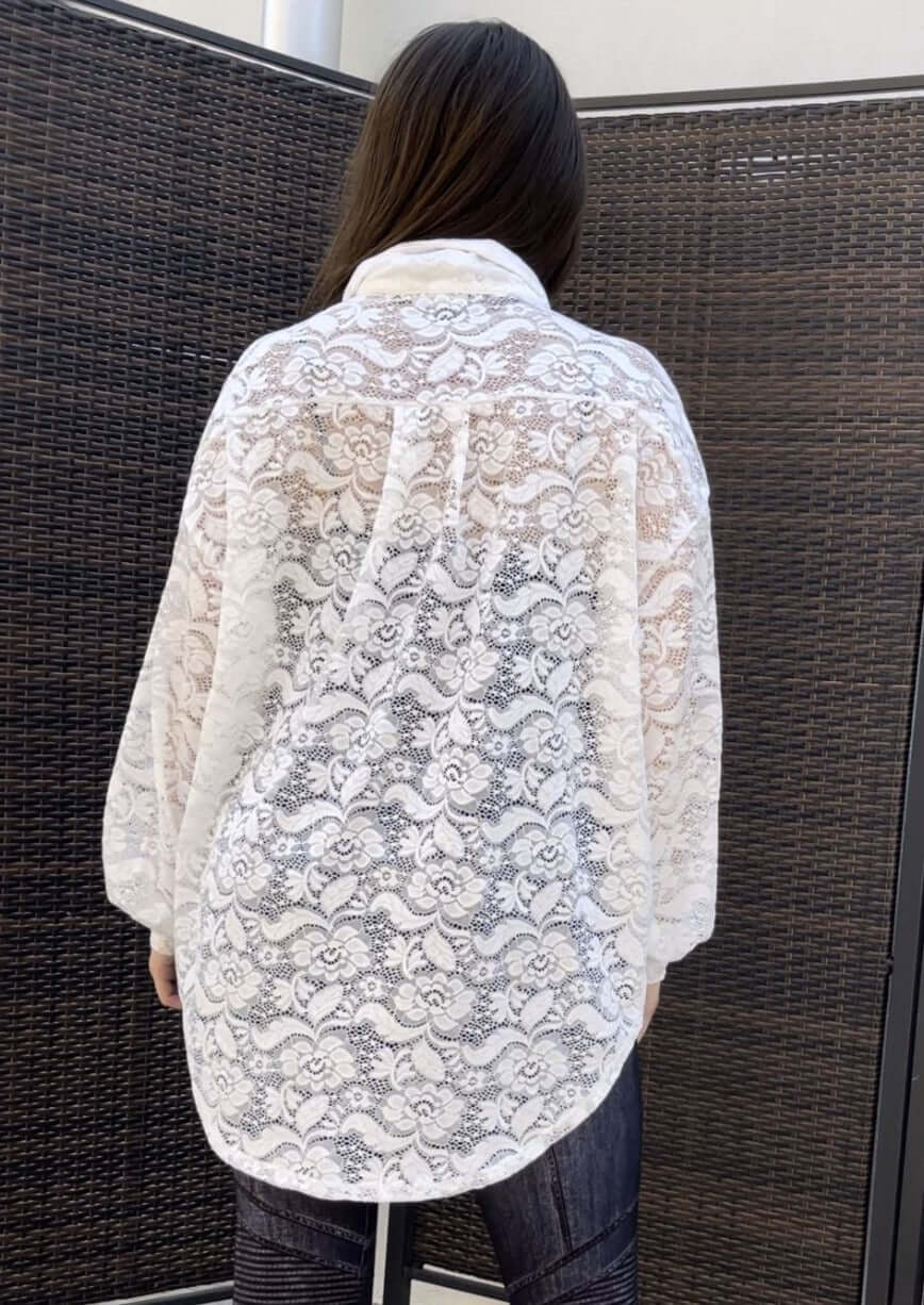 Vacation Lace Button Down Shirt for Women - Summer Beach Cover Up, Boho Blouse, Casual Outfit - Perfect for Travel, Resort Wear & Date Night